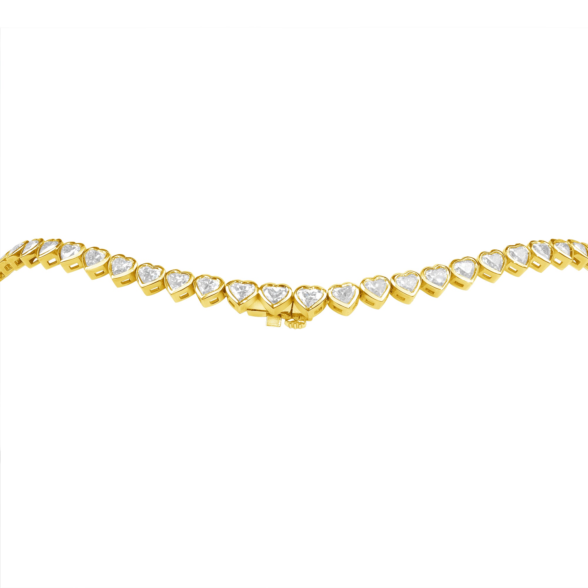 18.77ct Straight Line Heart Shape Bezel Diamond Necklace in 18K Yellow Gold