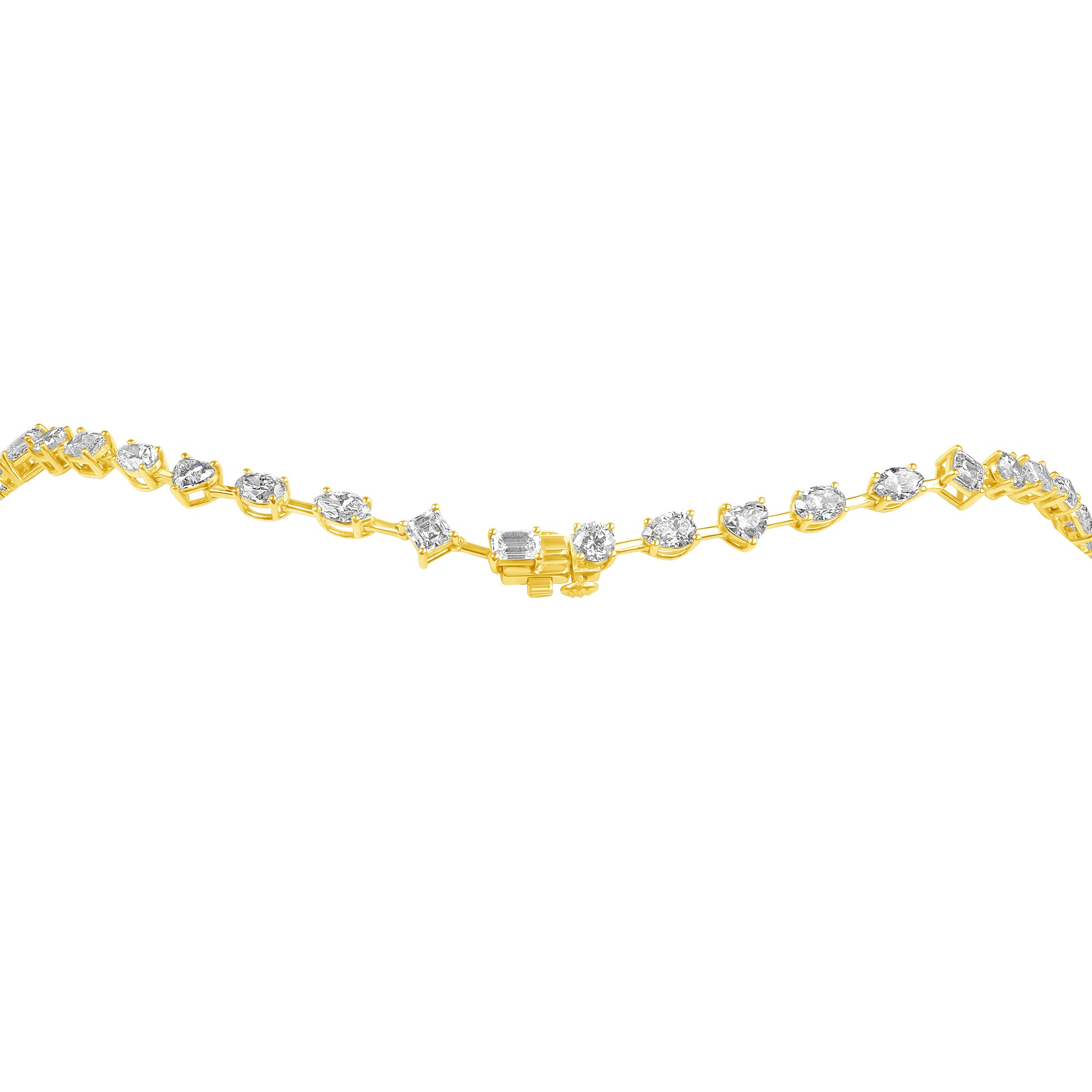 14.91ct Mixed Shape Diamond Bar Necklace in 18K Yellow Gold