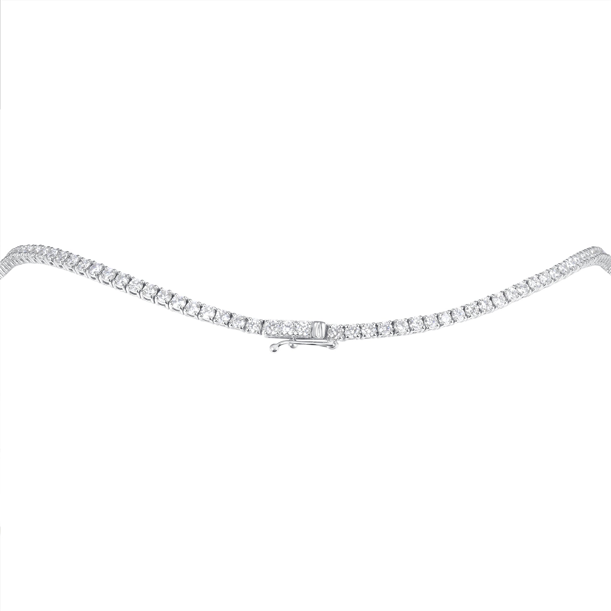 18.11ct Straight Line Round Brilliant Diamond Tennis Necklace in 18K White Gold