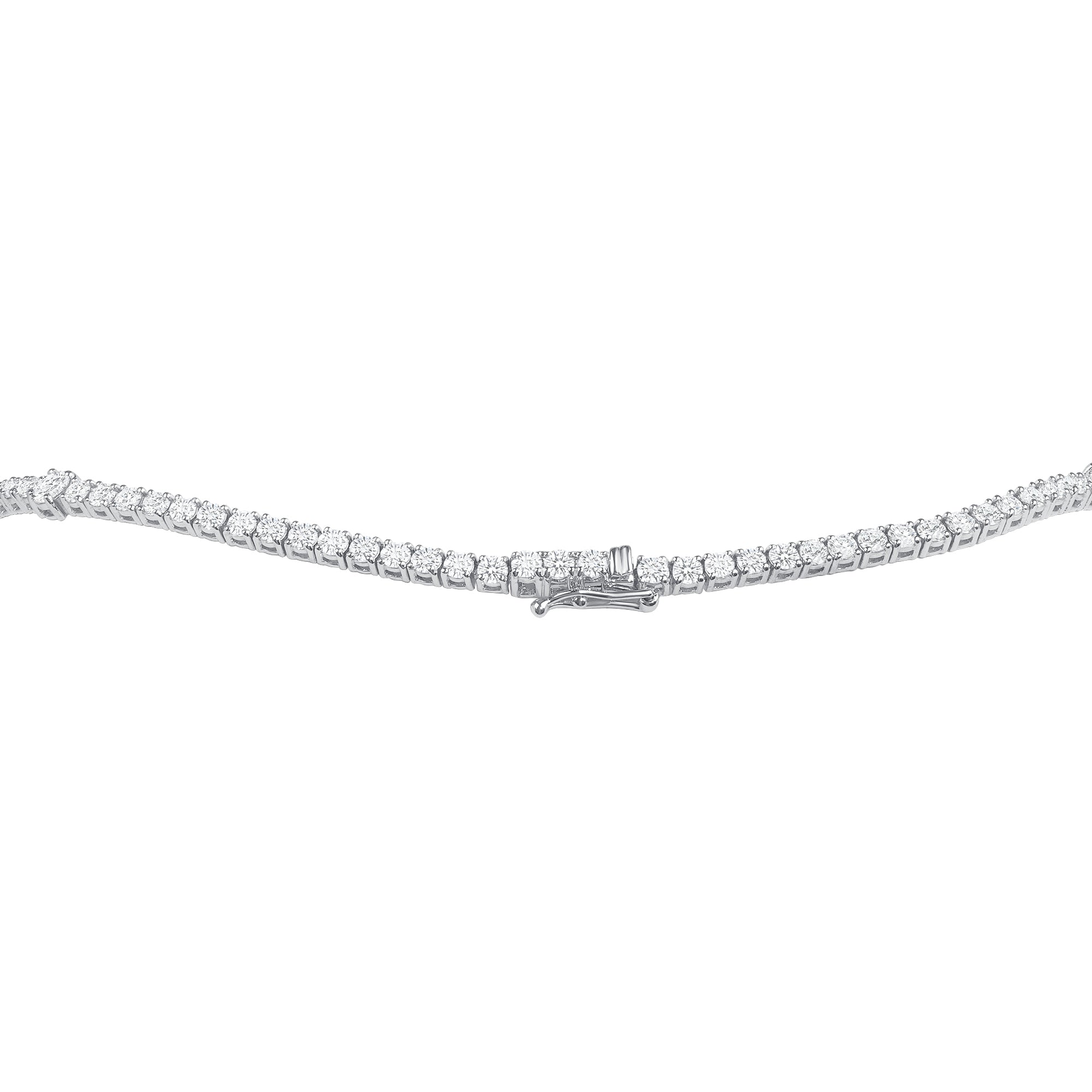 11.17ct Round Brilliant Diamond Stationed Tennis Necklace in 18K White Gold