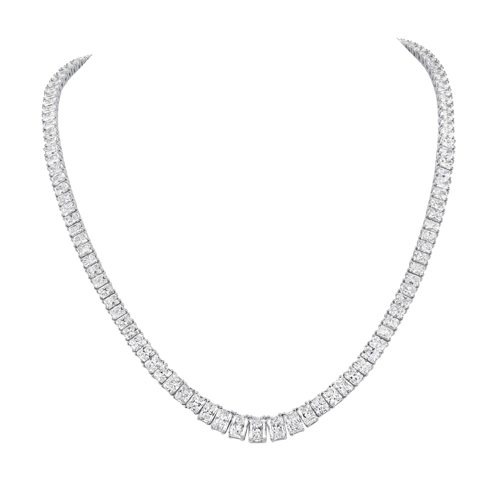 Radiant-Cut Diamond Riviera Necklace in Platinum