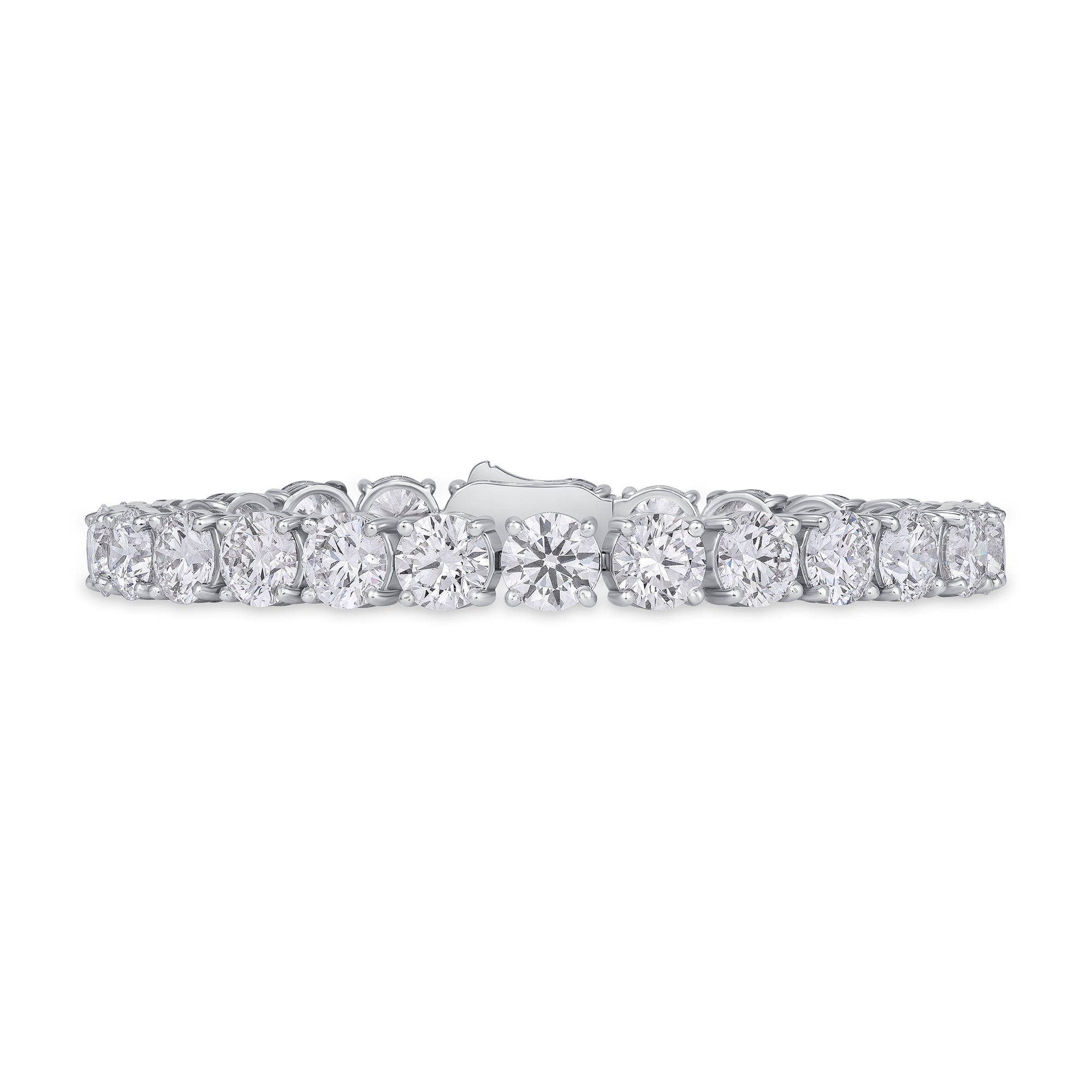 Round Brilliant Cut Diamond Tennis Bracelet In Platinum Ruthenium