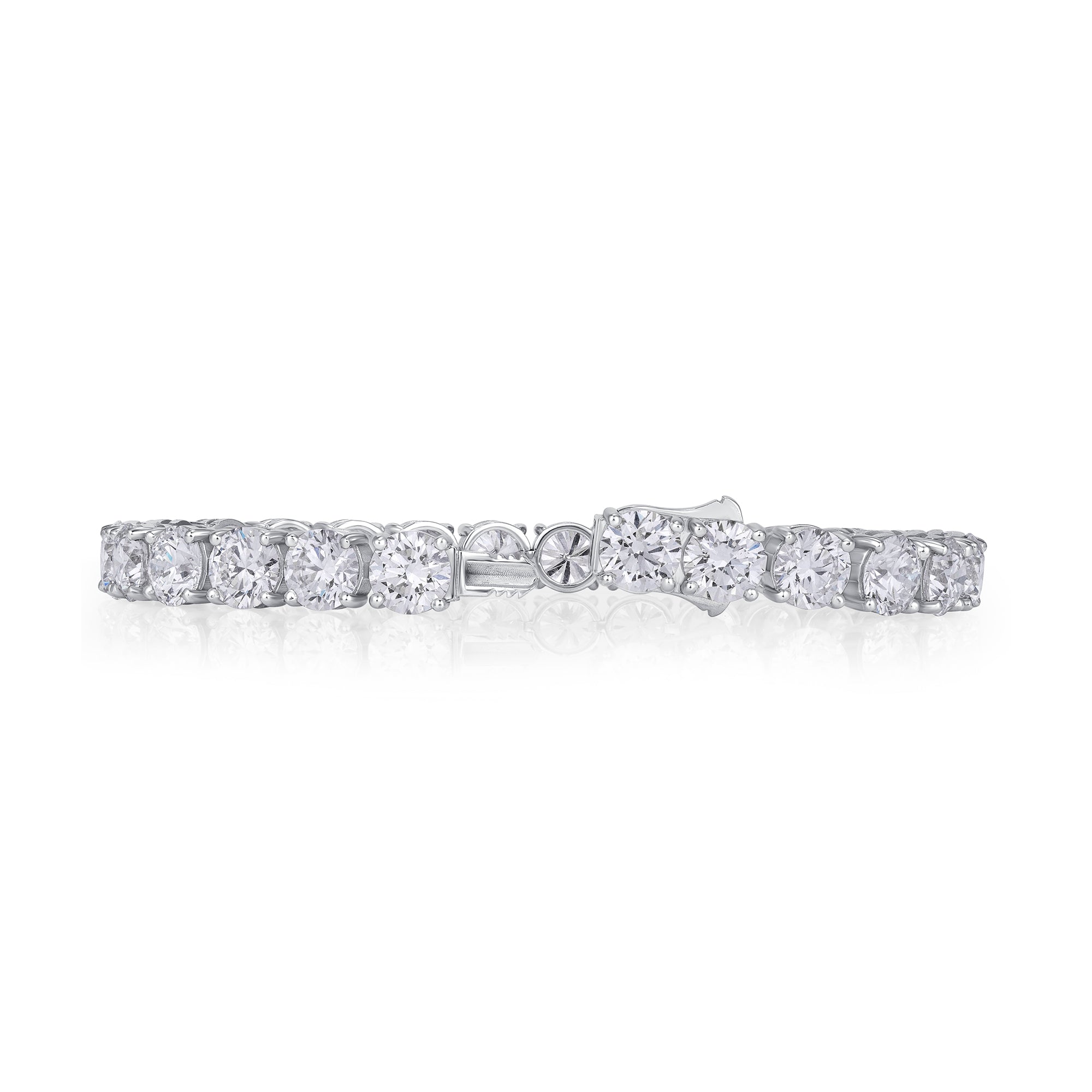 Round Brilliant Cut Diamond Tennis Bracelet In Platinum Ruthenium