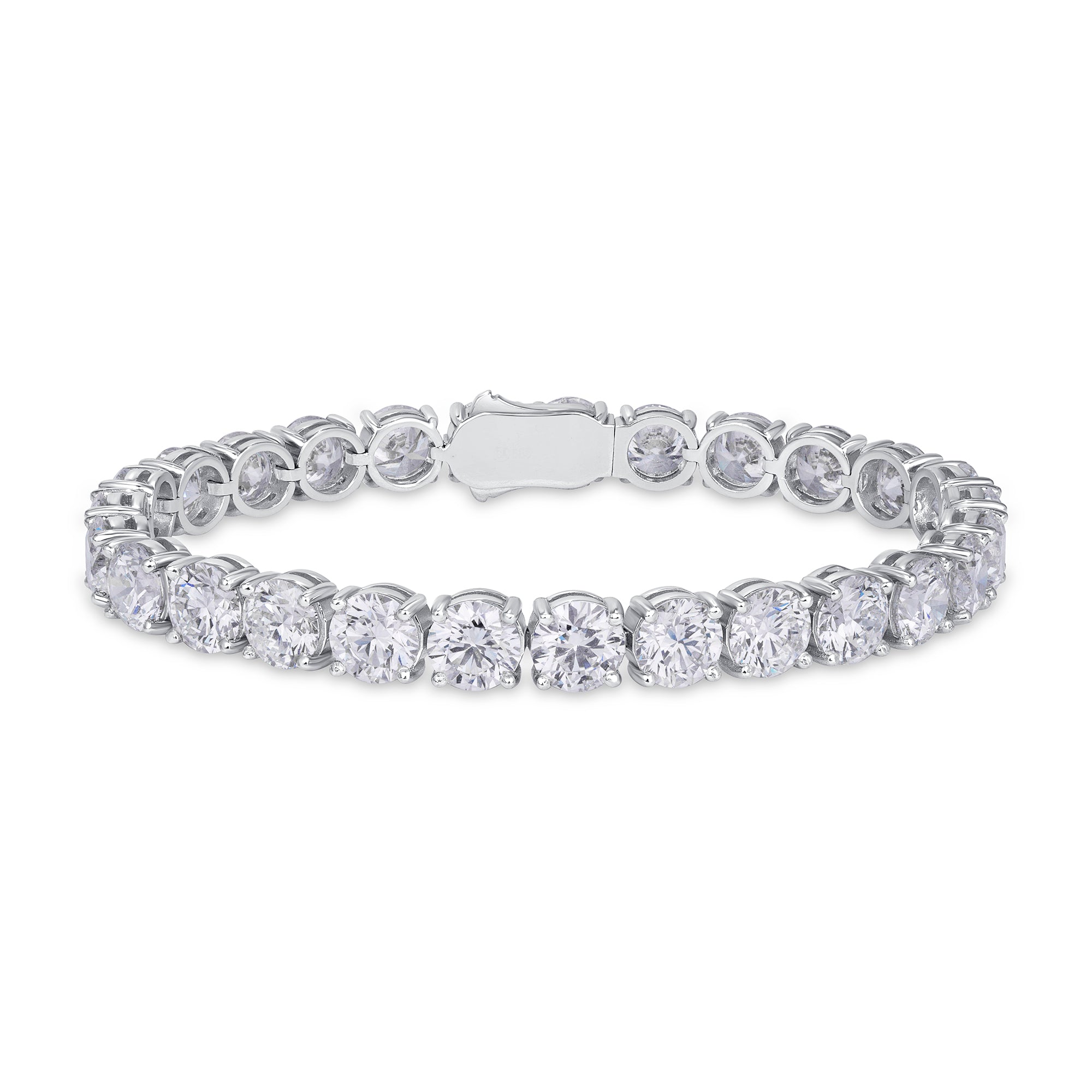 Round Brilliant Cut Diamond Tennis Bracelet In Platinum Ruthenium