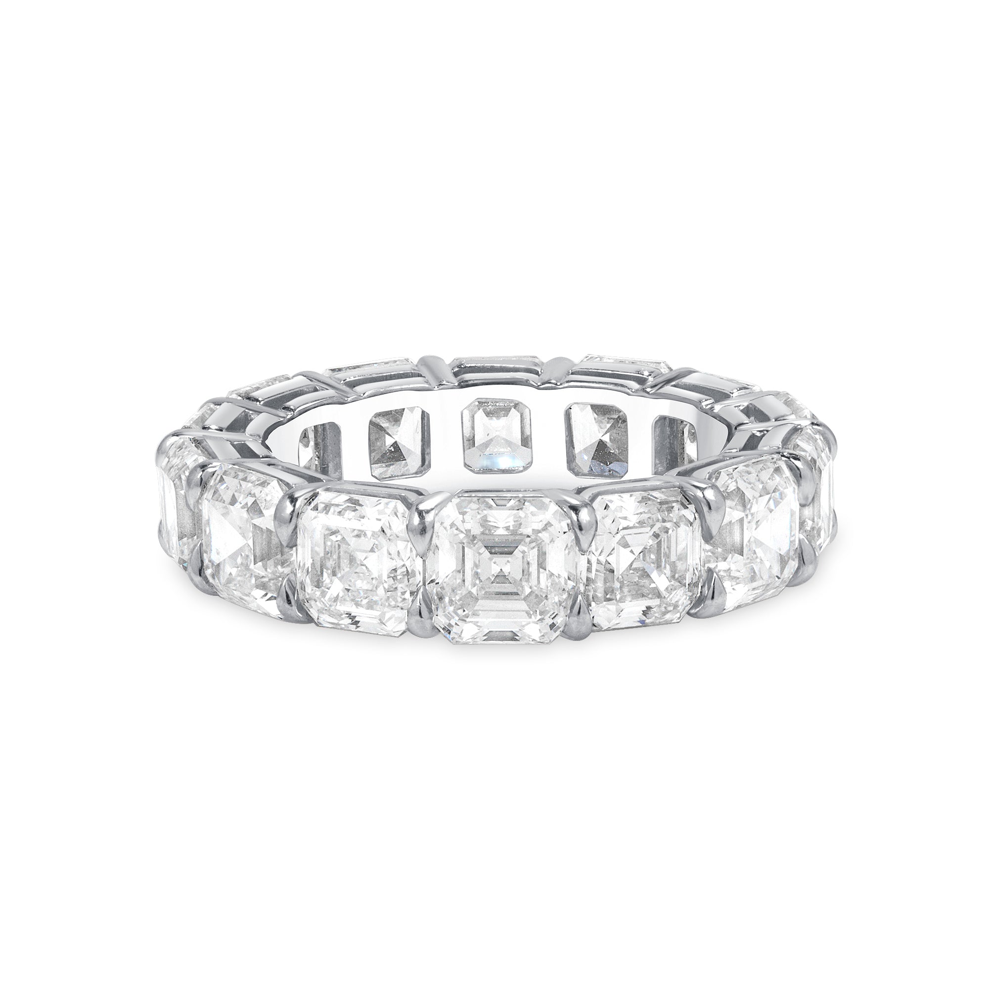 9.77ct Asscher Cut Diamond Platinum Eternity Band