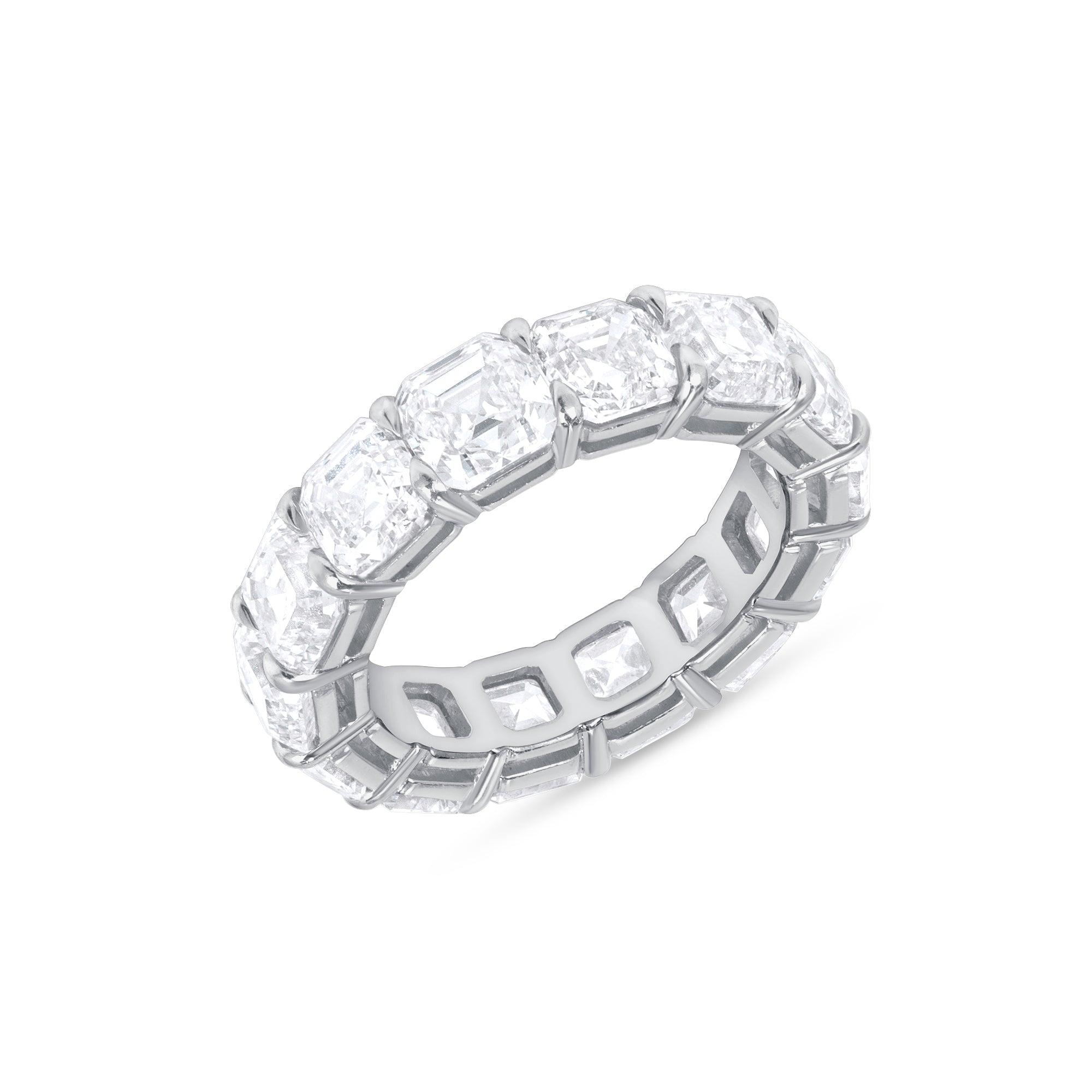 9.77ct Asscher Cut Diamond Platinum Eternity Band