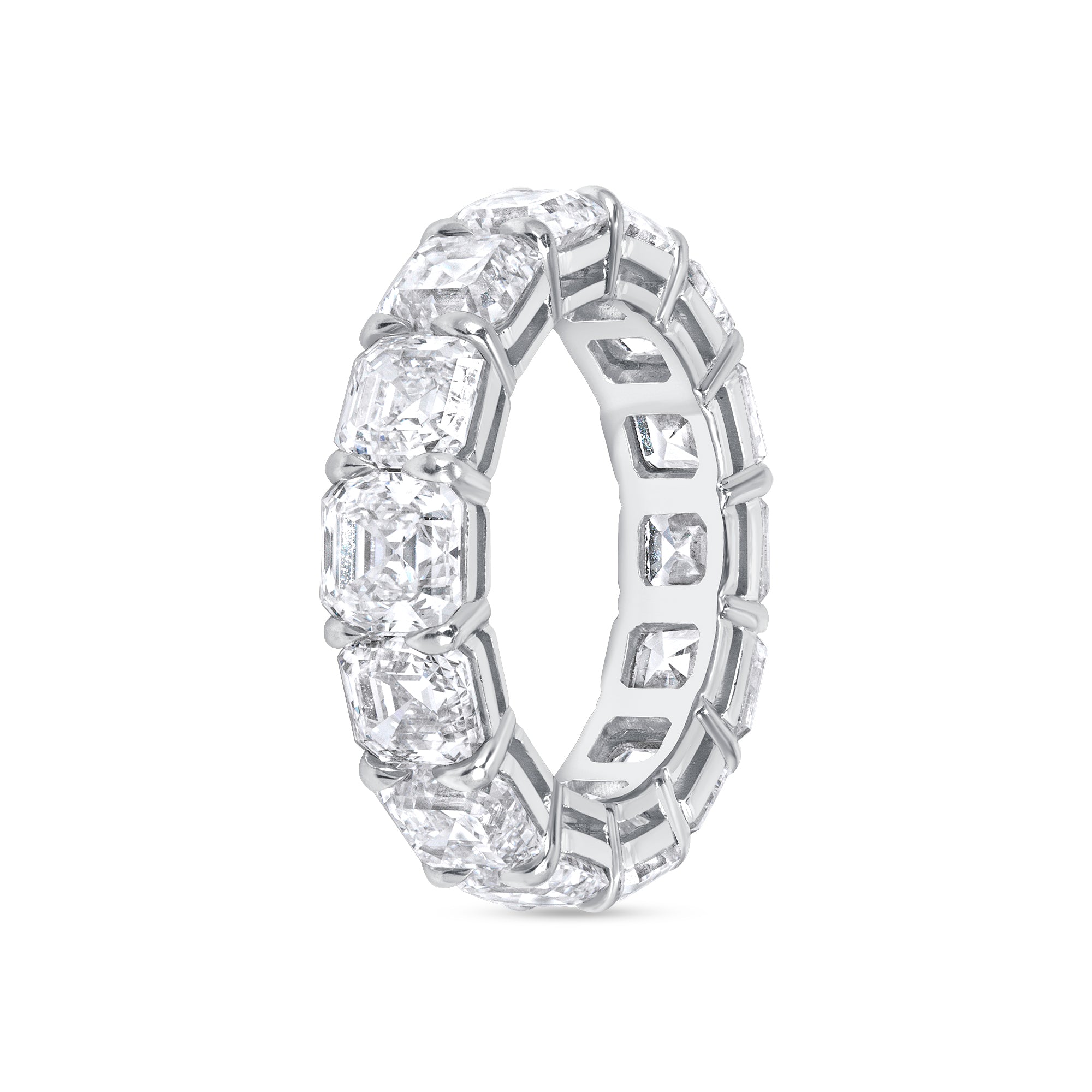 9.77ct Asscher Cut Diamond Platinum Eternity Band