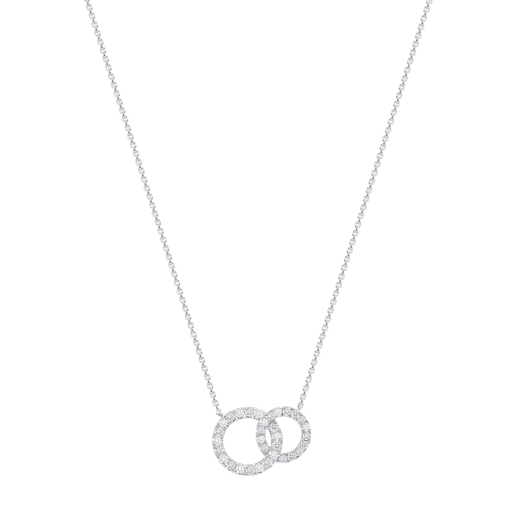 0.42 CT Diamond Linked Circles Pendant Necklace in 18K White Gold