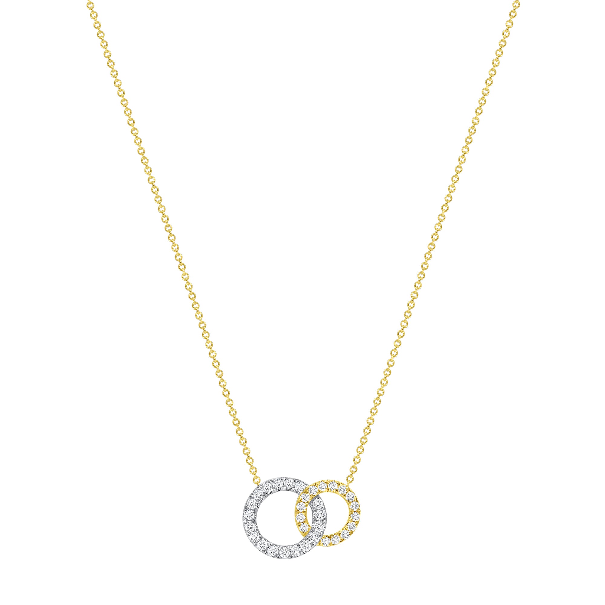 Linked Diamond Hoop Pendant in 18K Two Tone Gold