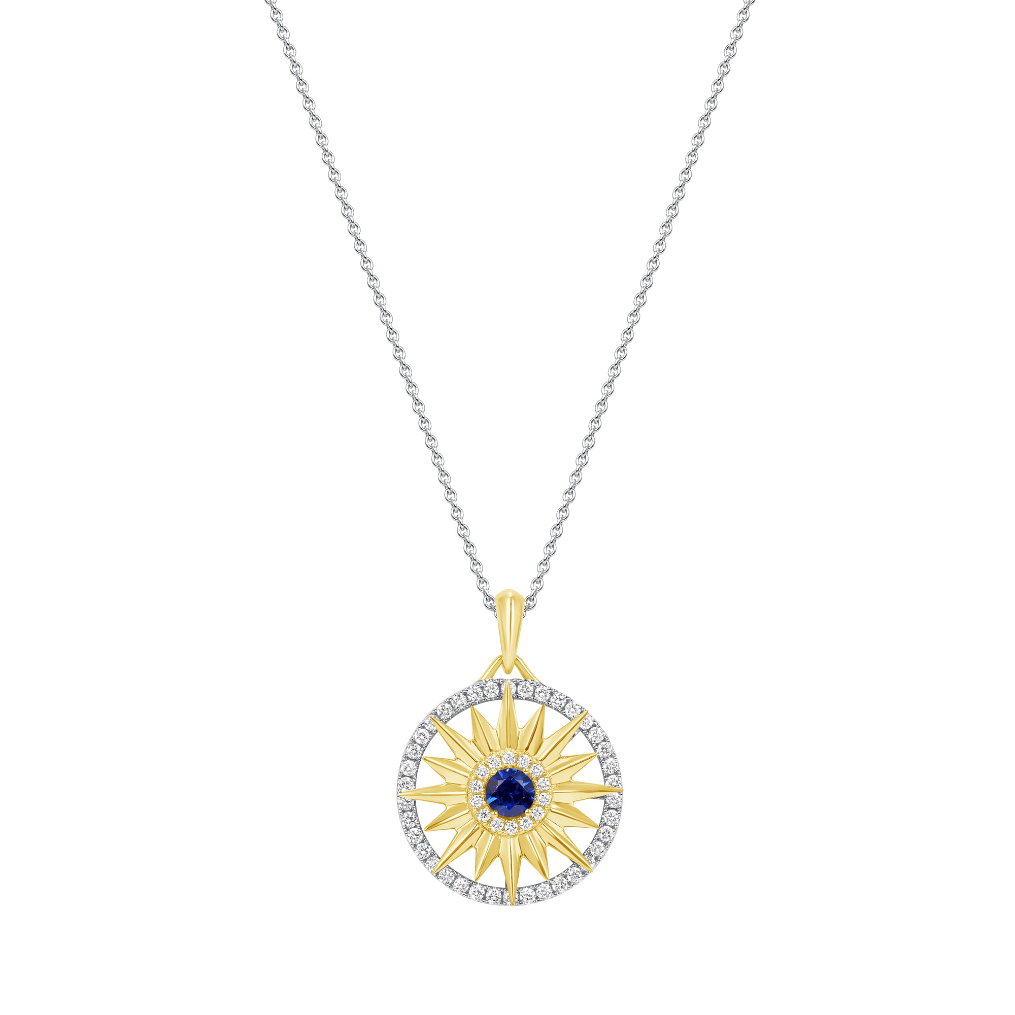 Diamond and Sapphire Pendant in 18K Two Tone Gold