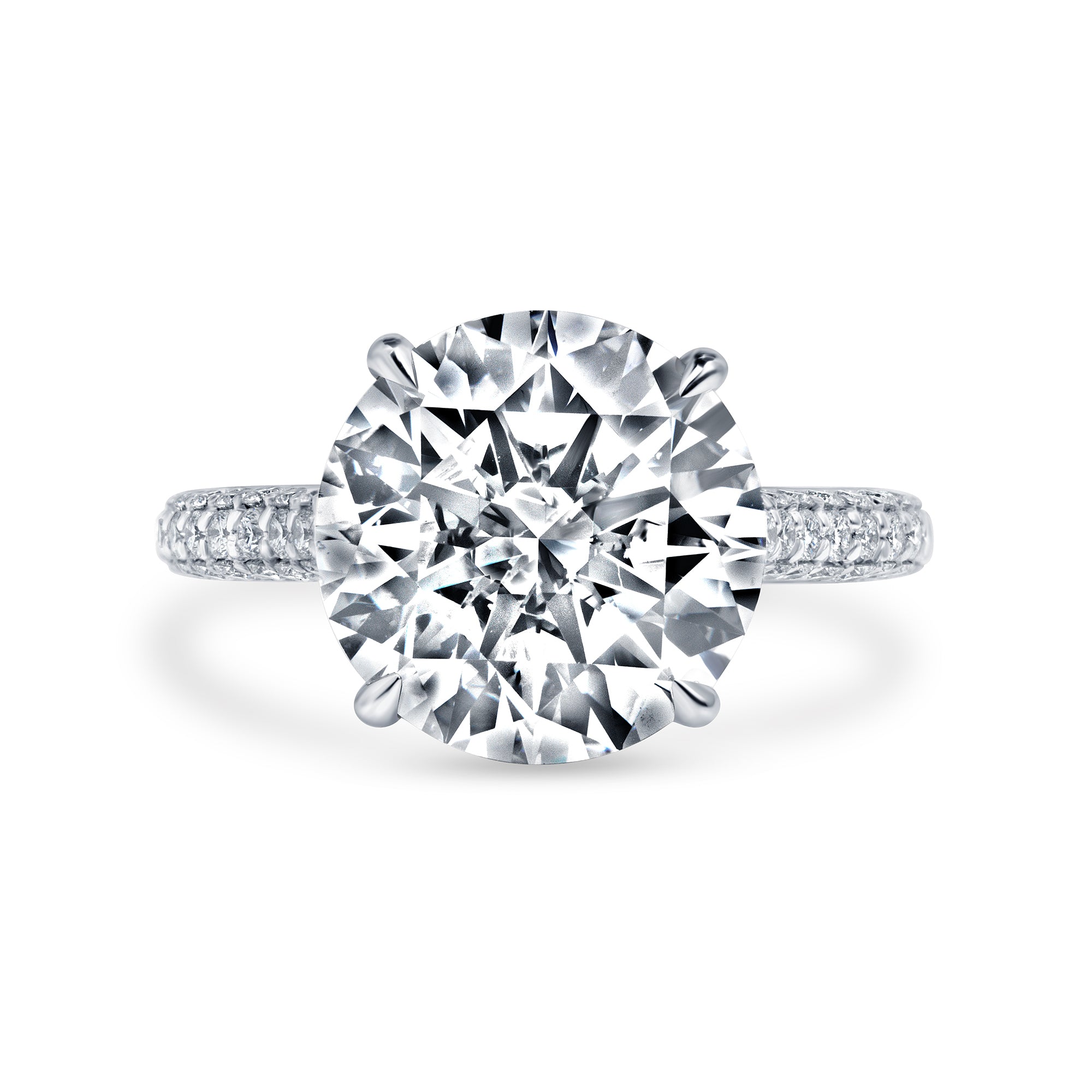 5.02ct Round Brilliant Diamond in Pavé Platinum Band, GIA Certified