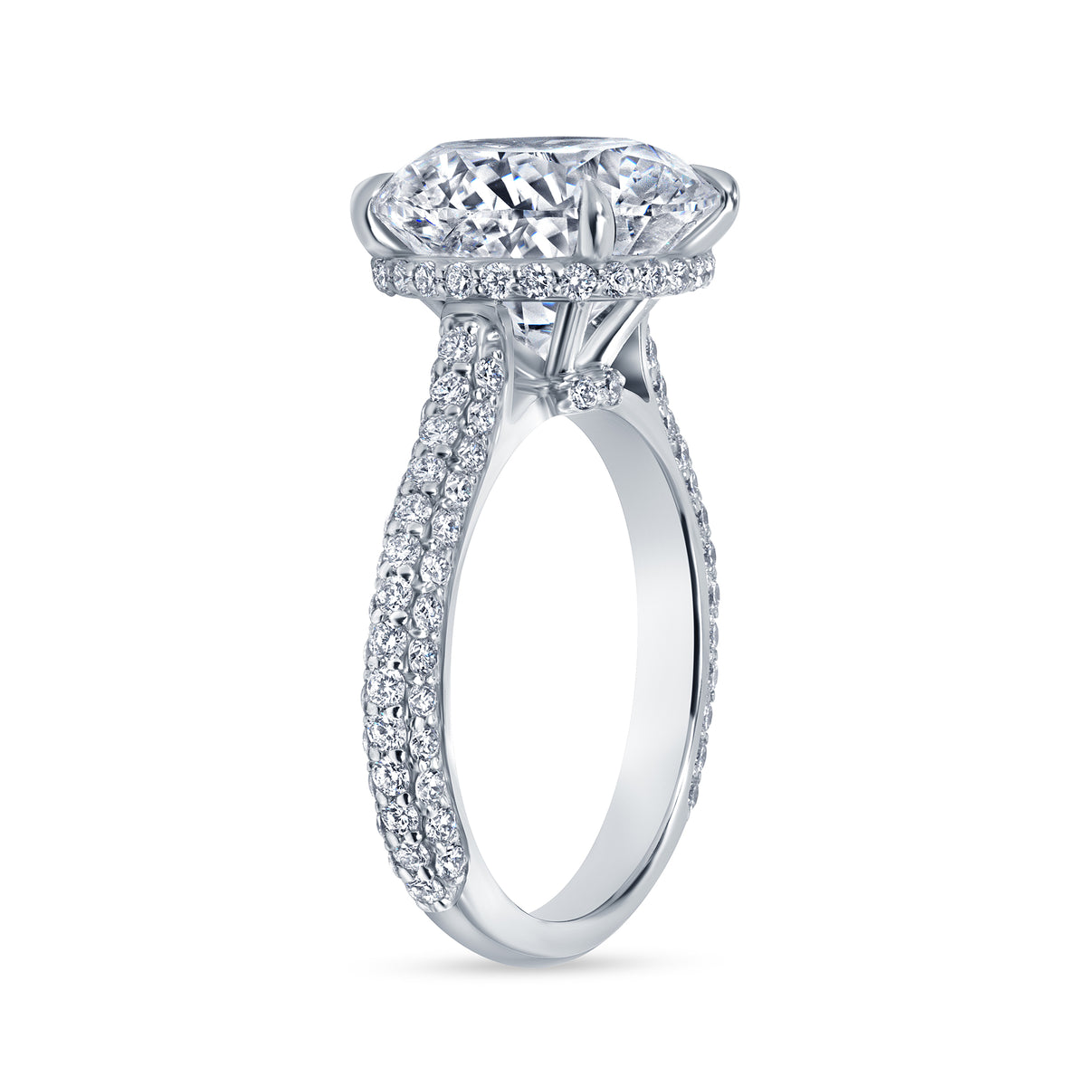 5.02ct Round Brilliant Diamond in Pavé Platinum Band, GIA Certified