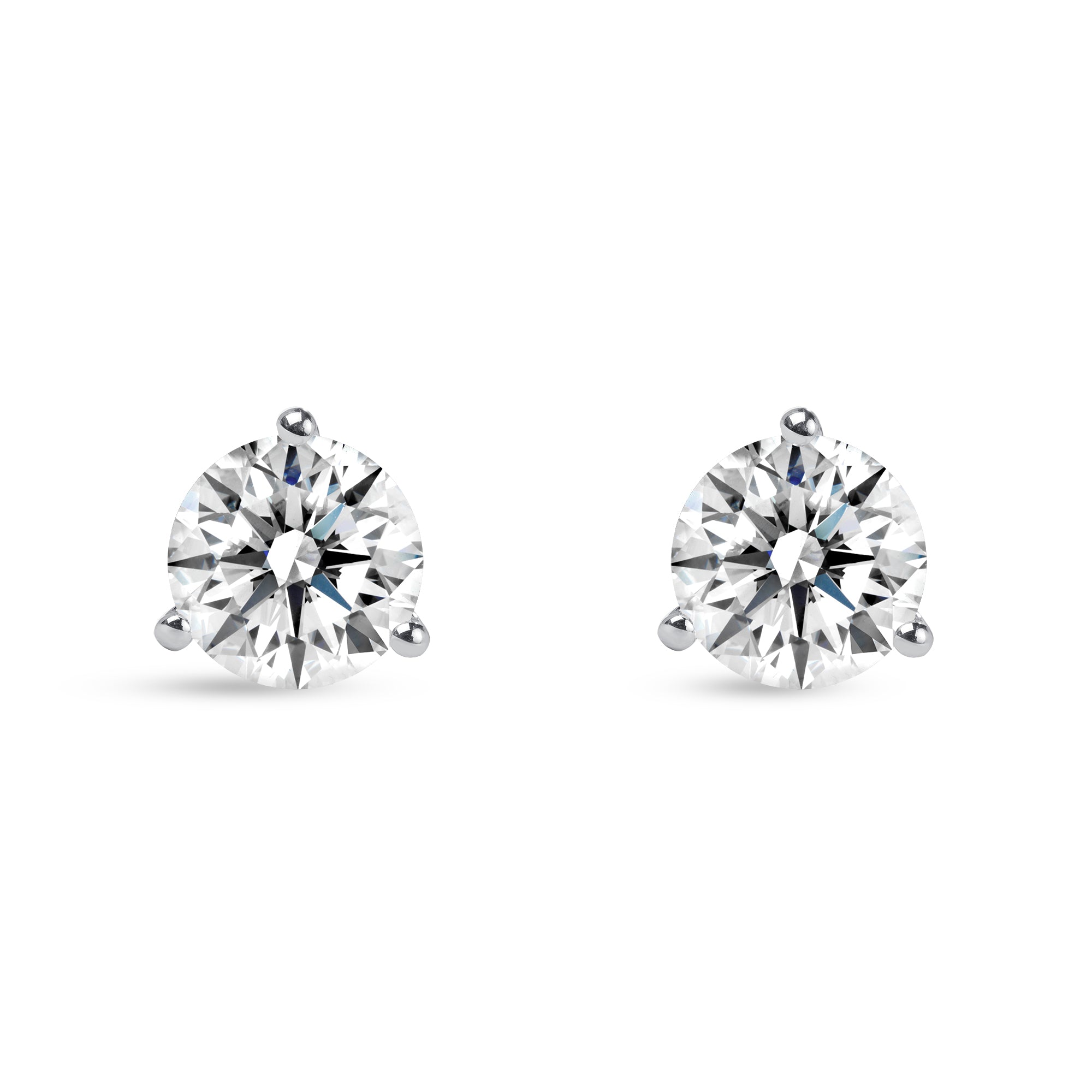 3ctw Round Diamond Stud Earrings in 14K White Gold