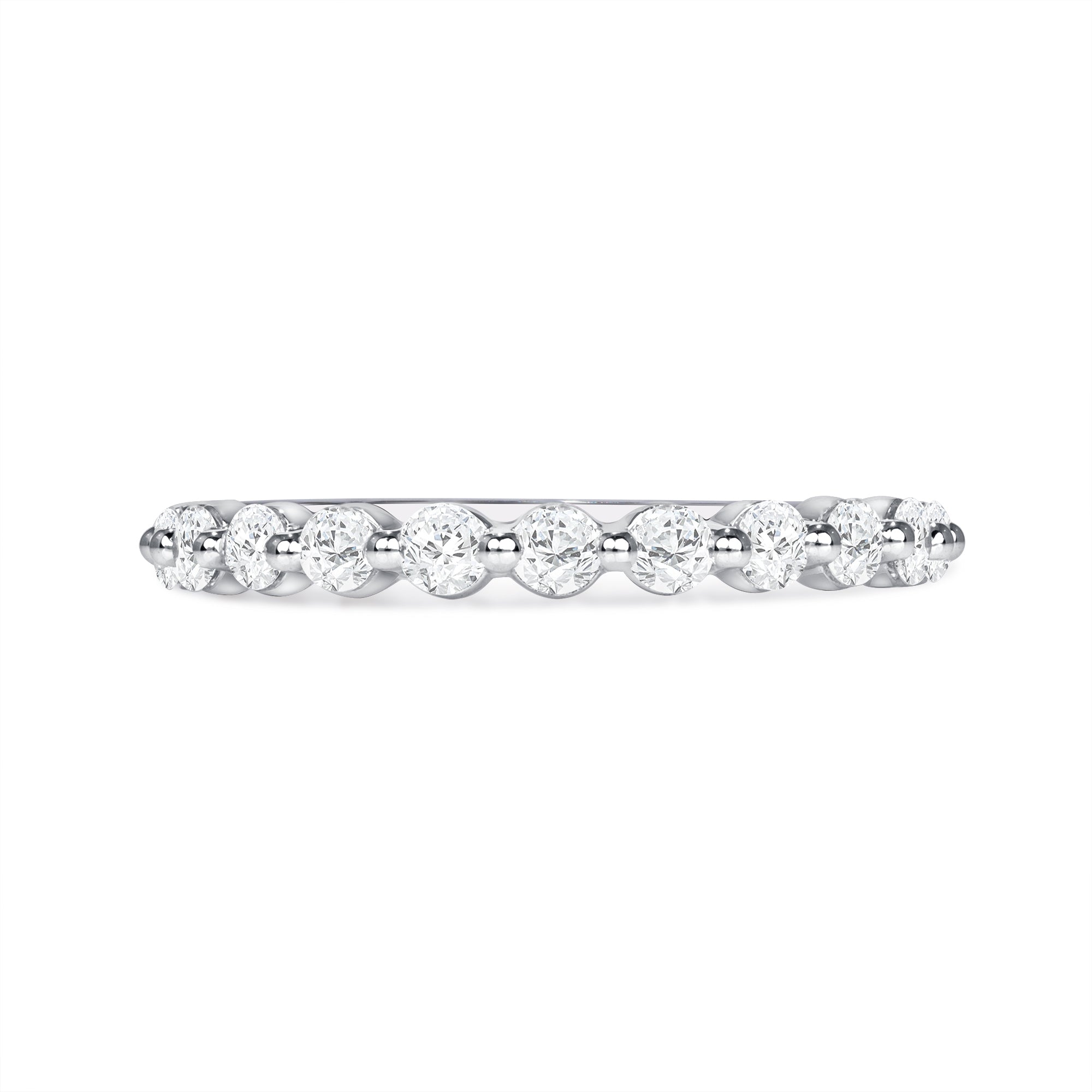 Eternity Wedding Band Ring – Round CZ, 14K White Gold Plated 925 Silver, Size 7