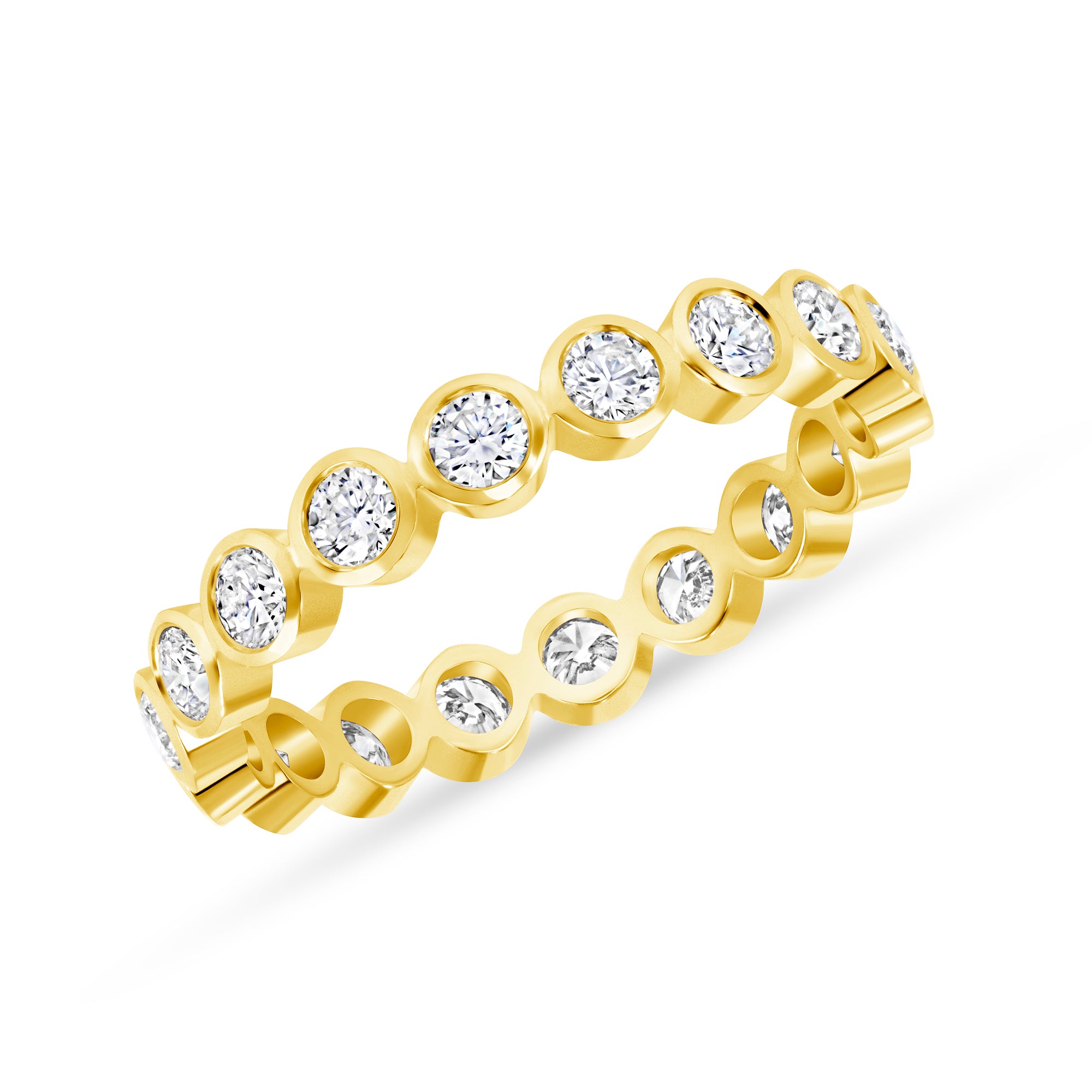 Bezel Set Round Diamond Eternity Band in 18K Yellow Gold