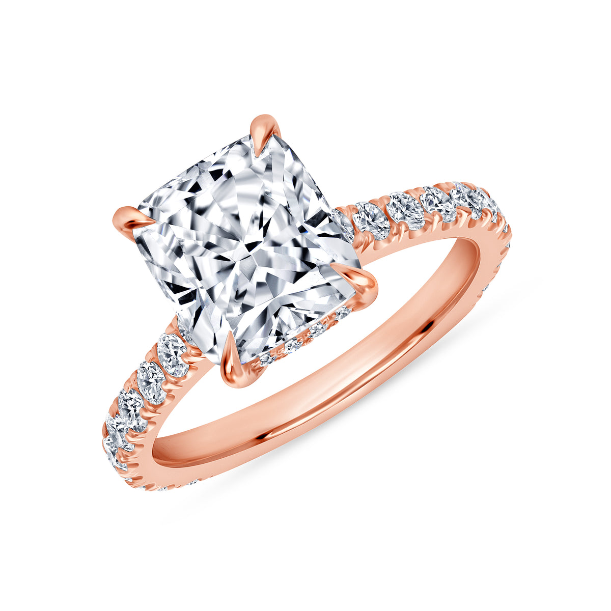 2.22ct Cushion Cut Diamond Engagement Ring in 14k Rose Gold Band, GIA Certified