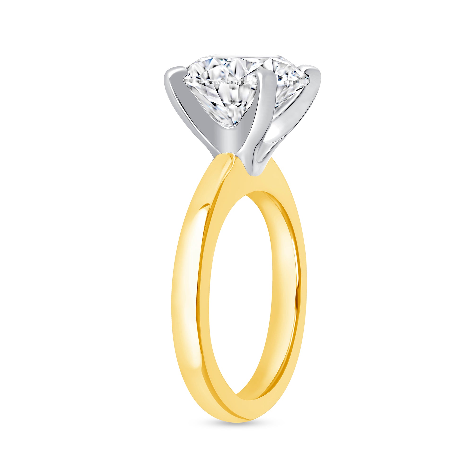 Round Brilliant Diamond Solitaire Ring in 18K Yellow Gold and Platinum