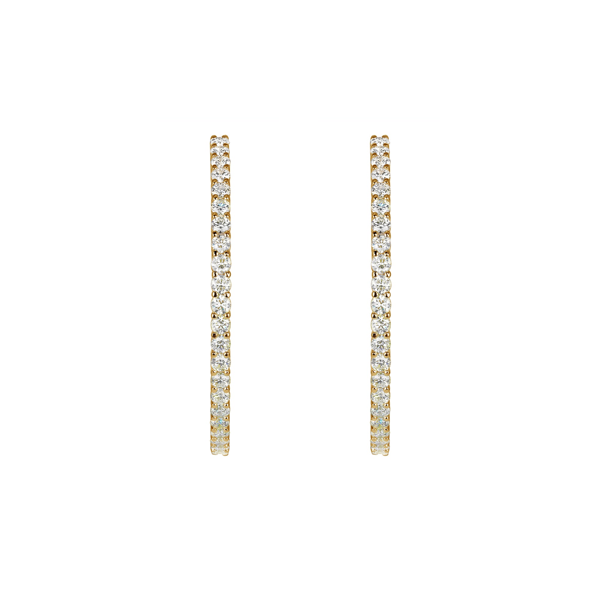 Round Cut Diamond Inside-Out Hoop Earrings in Yellow Gold