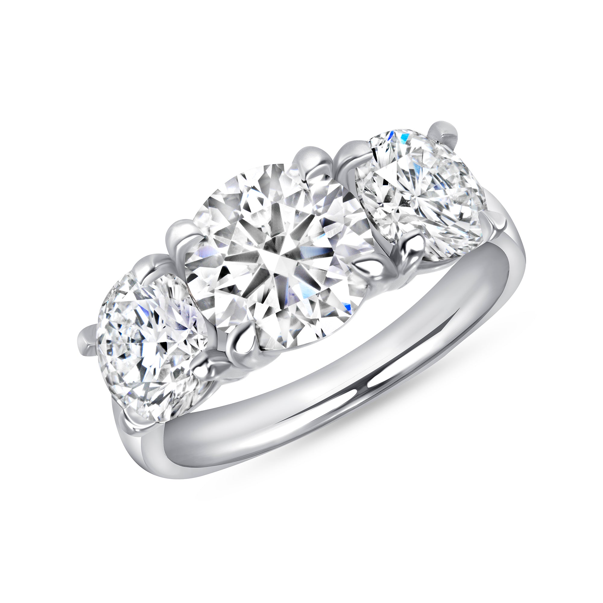 Round Brilliant Diamond Three-Stone Ring in Platinum