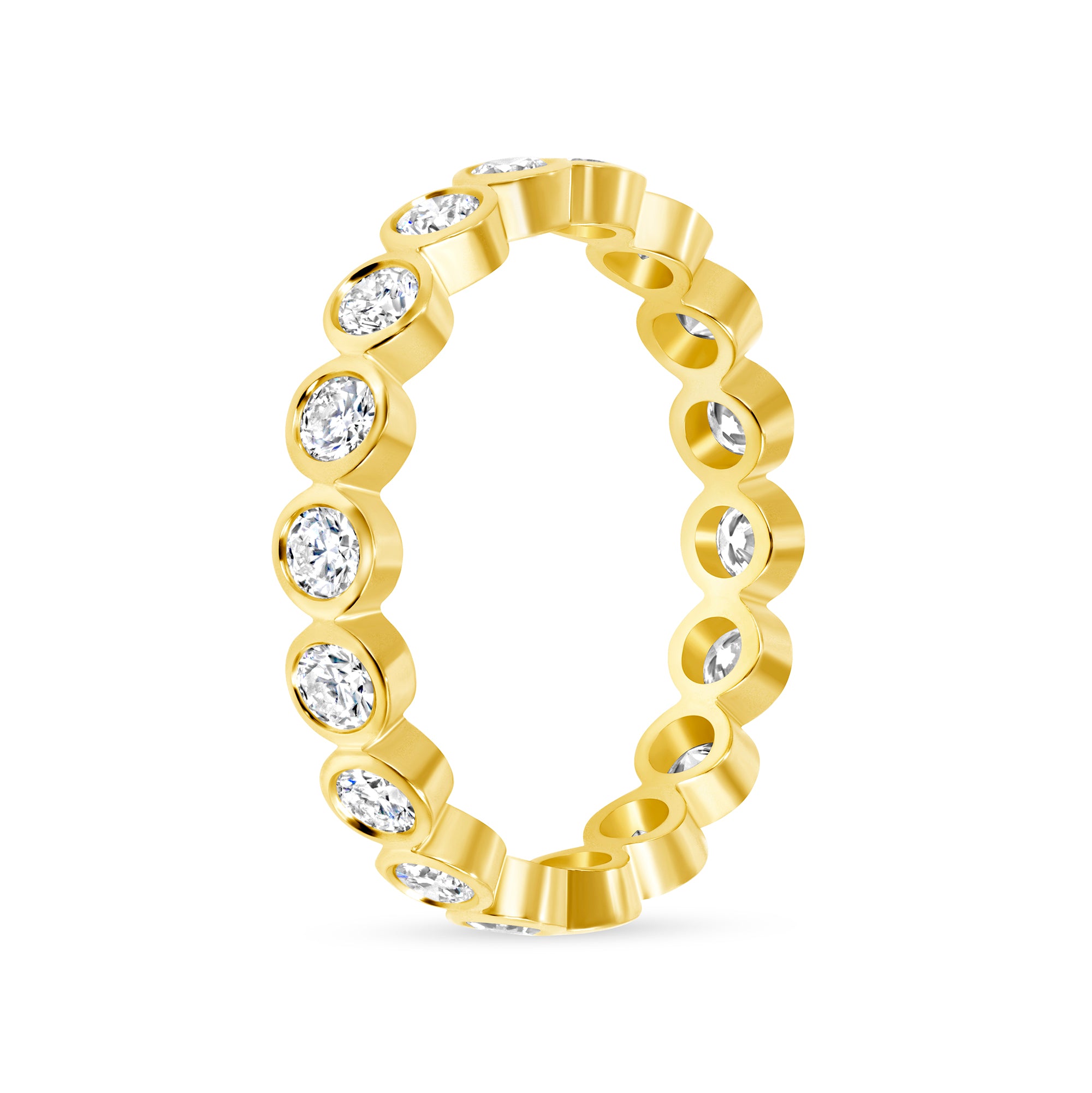Bezel Set Round Diamond Eternity Band in 18K Yellow Gold