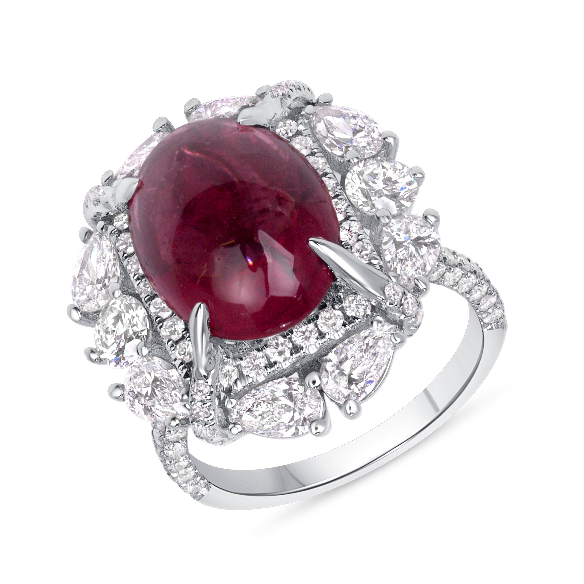 Oval Tourmaline and Diamond Ring in 14K White Gold