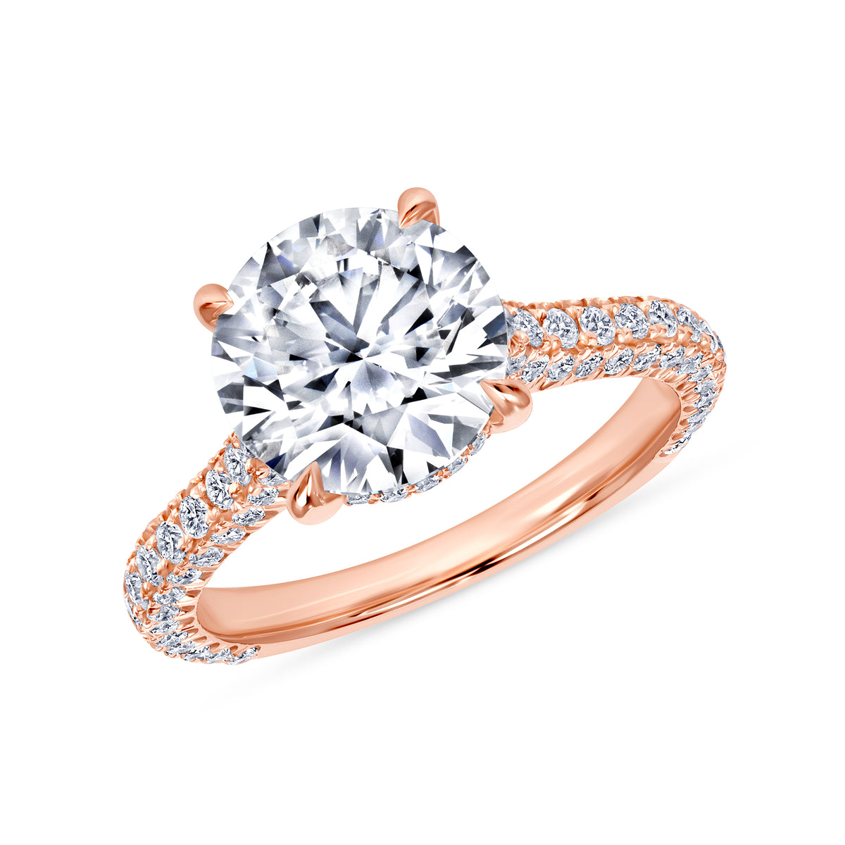 2.5ct Round Brilliant Cut Diamond Engagement Ring in 14k Rose Gold Band, GIA Certified