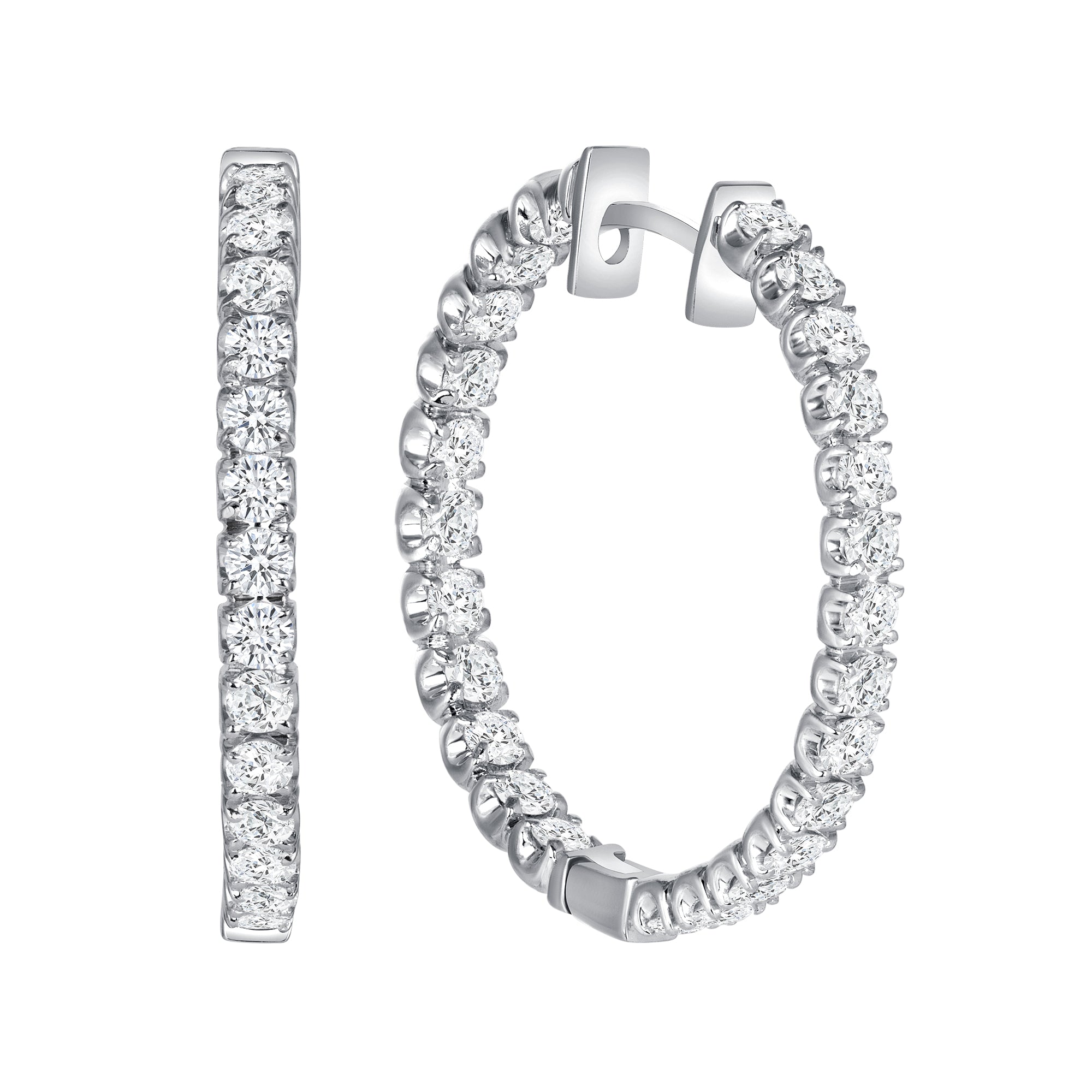 Round Cut Diamond Inside-Out Hoop Earrings in White Gold