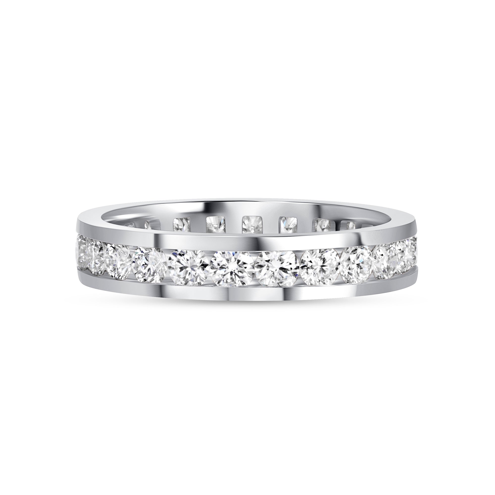 Channel Set Diamond Eternity Band in 18K White Gold