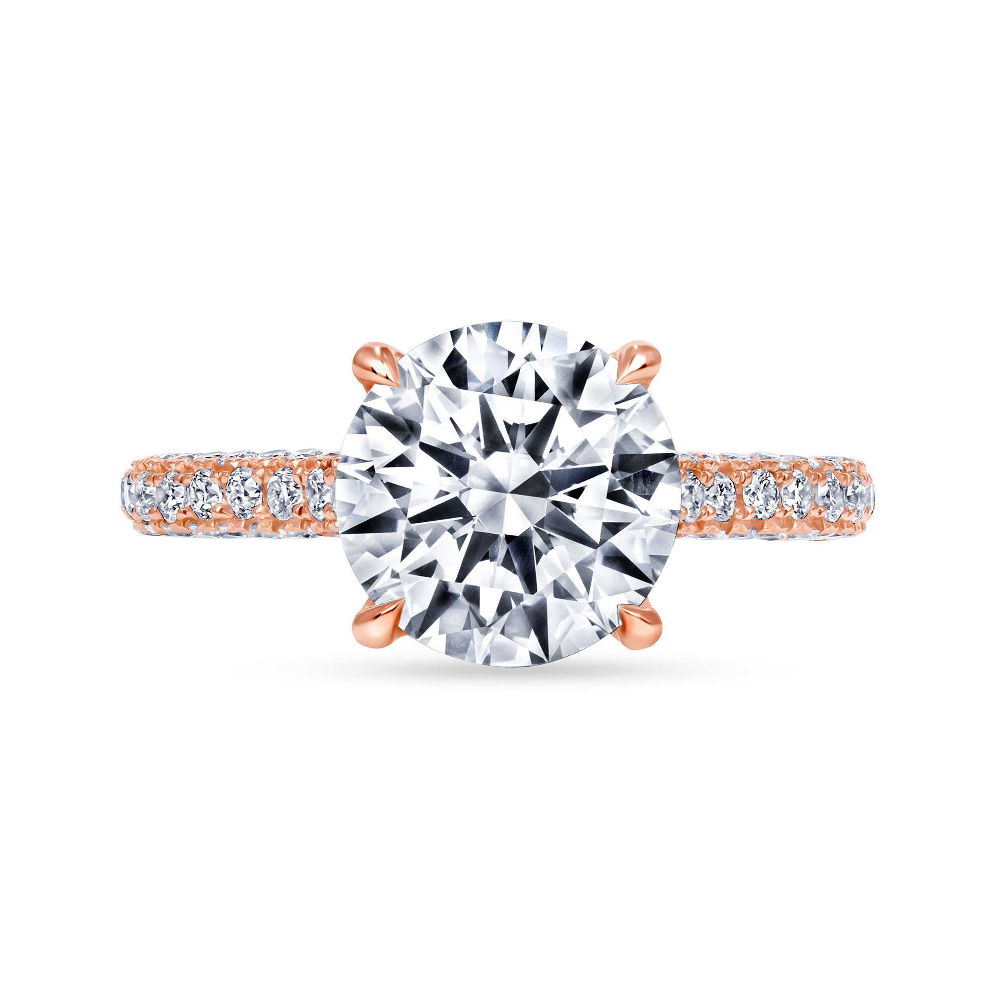 2.5ct Round Brilliant Cut Diamond Engagement Ring in 14k Rose Gold Band, GIA Certified