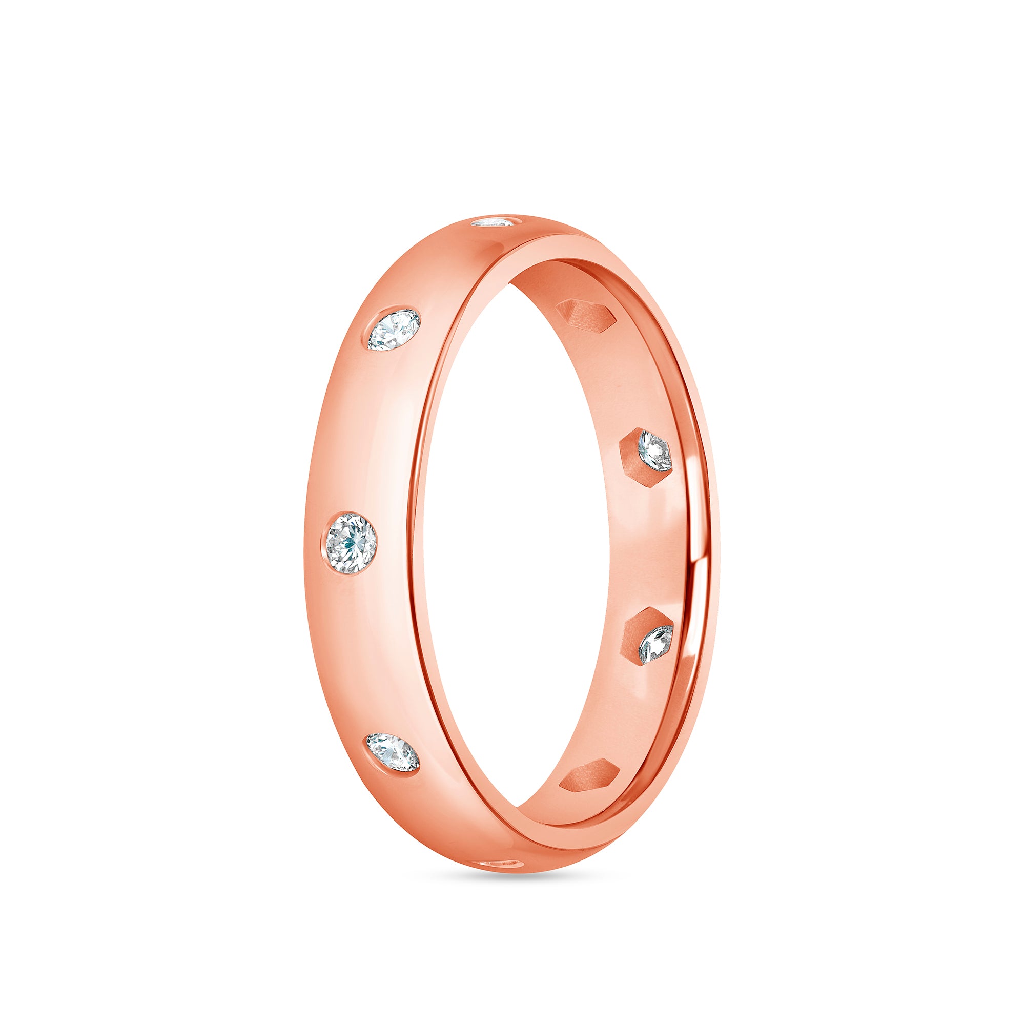 Round Flush Set Band In 18 Karat Rose Gold