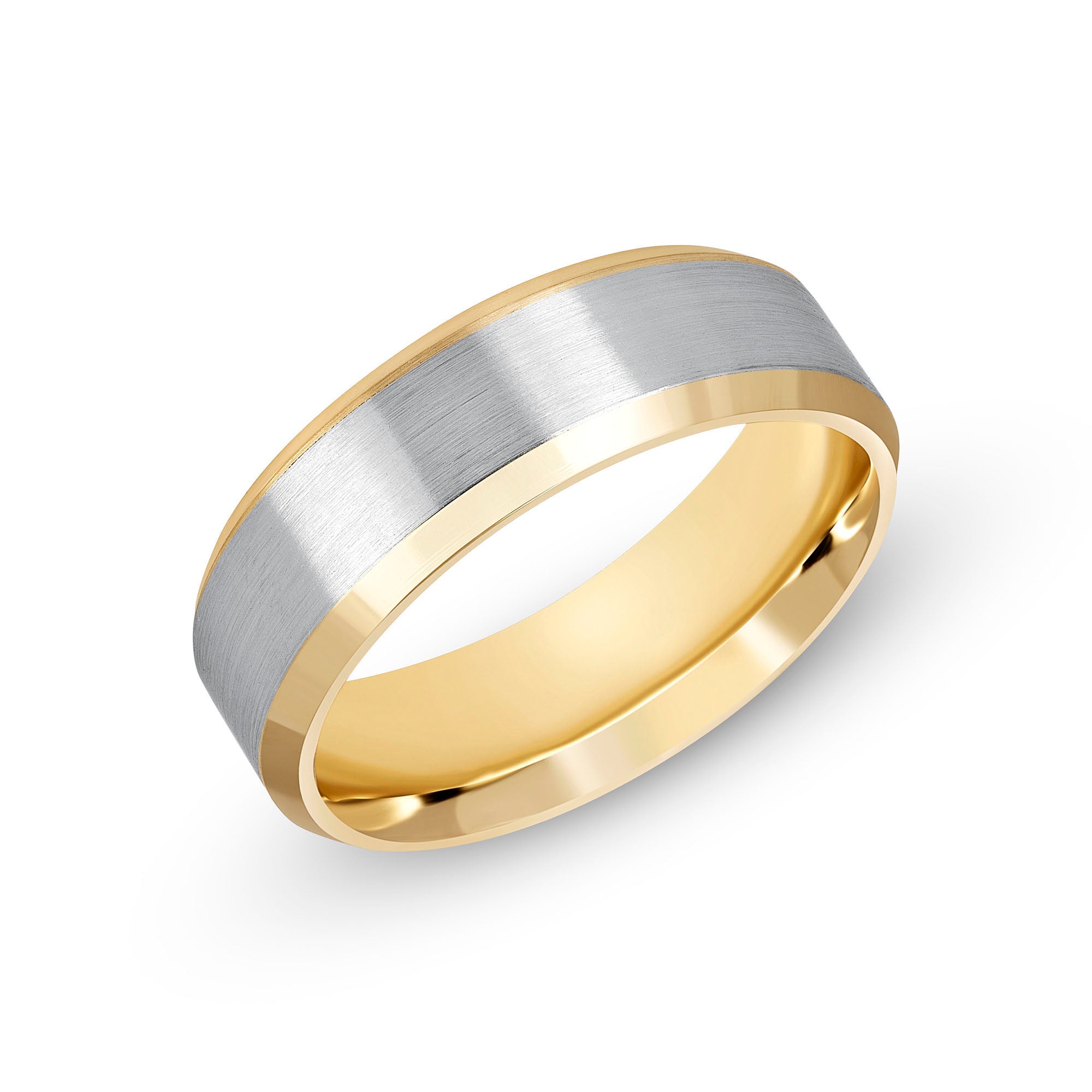 Men’s Two-Tone Tapered Wedding Band in 18K Yellow and White Gold