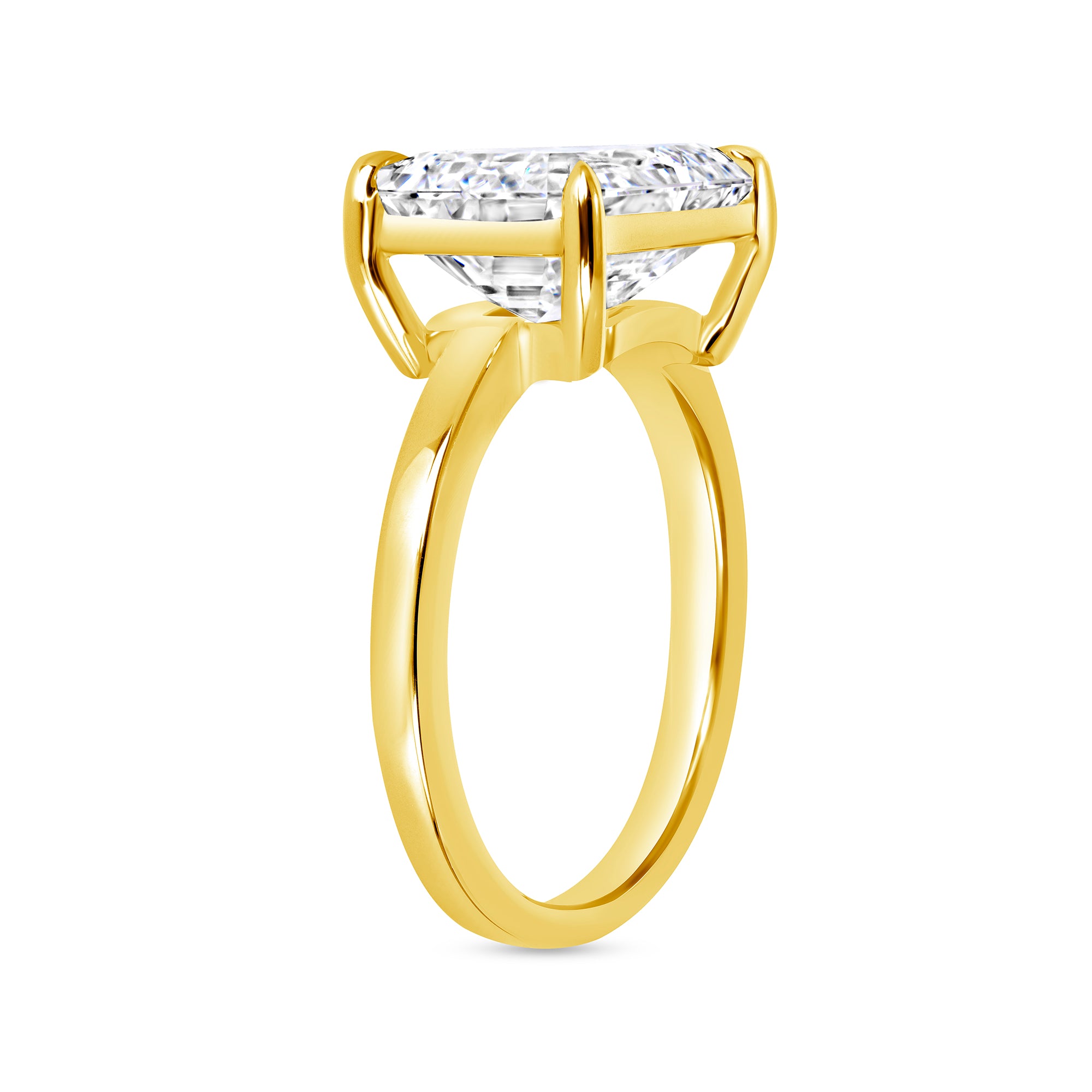 Emerald Cut Diamond East-West Solitaire Ring in 18K Yellow Gold