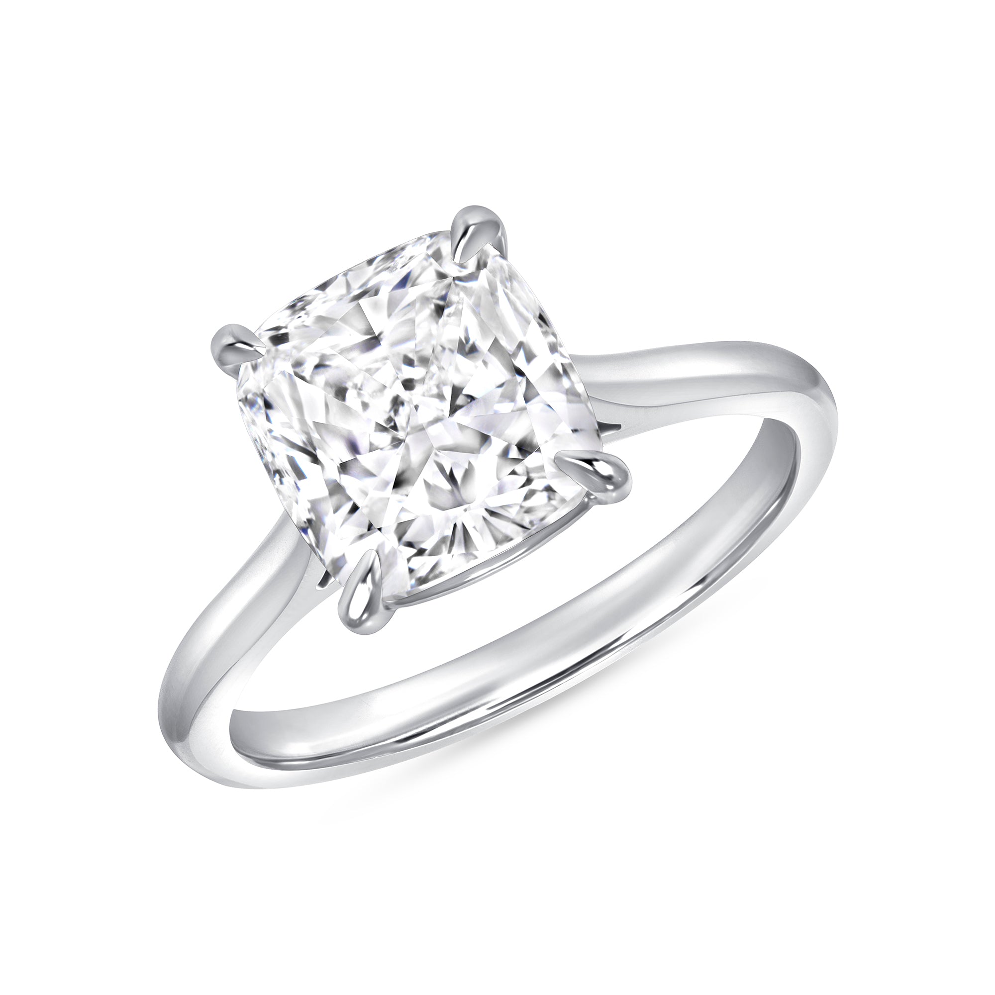 Cushion Cut Diamond Solitaire Ring in Platinum