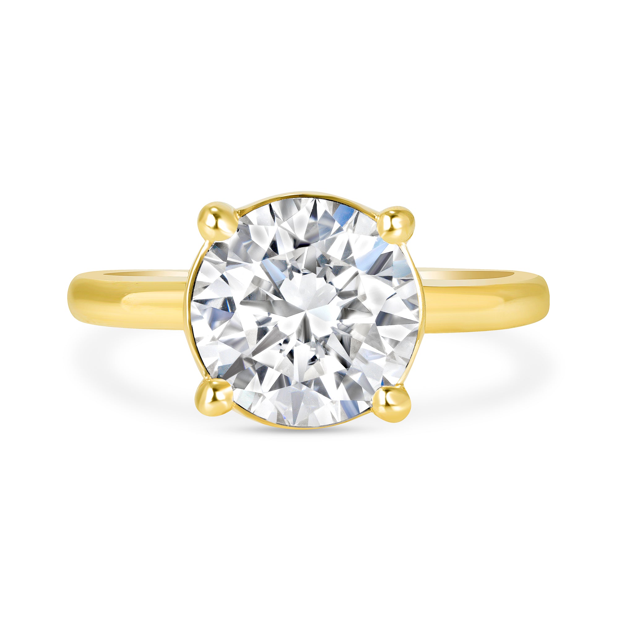 Round Brilliant Cut Diamond Solitaire Engagement Ring in 18K Yellow Gold