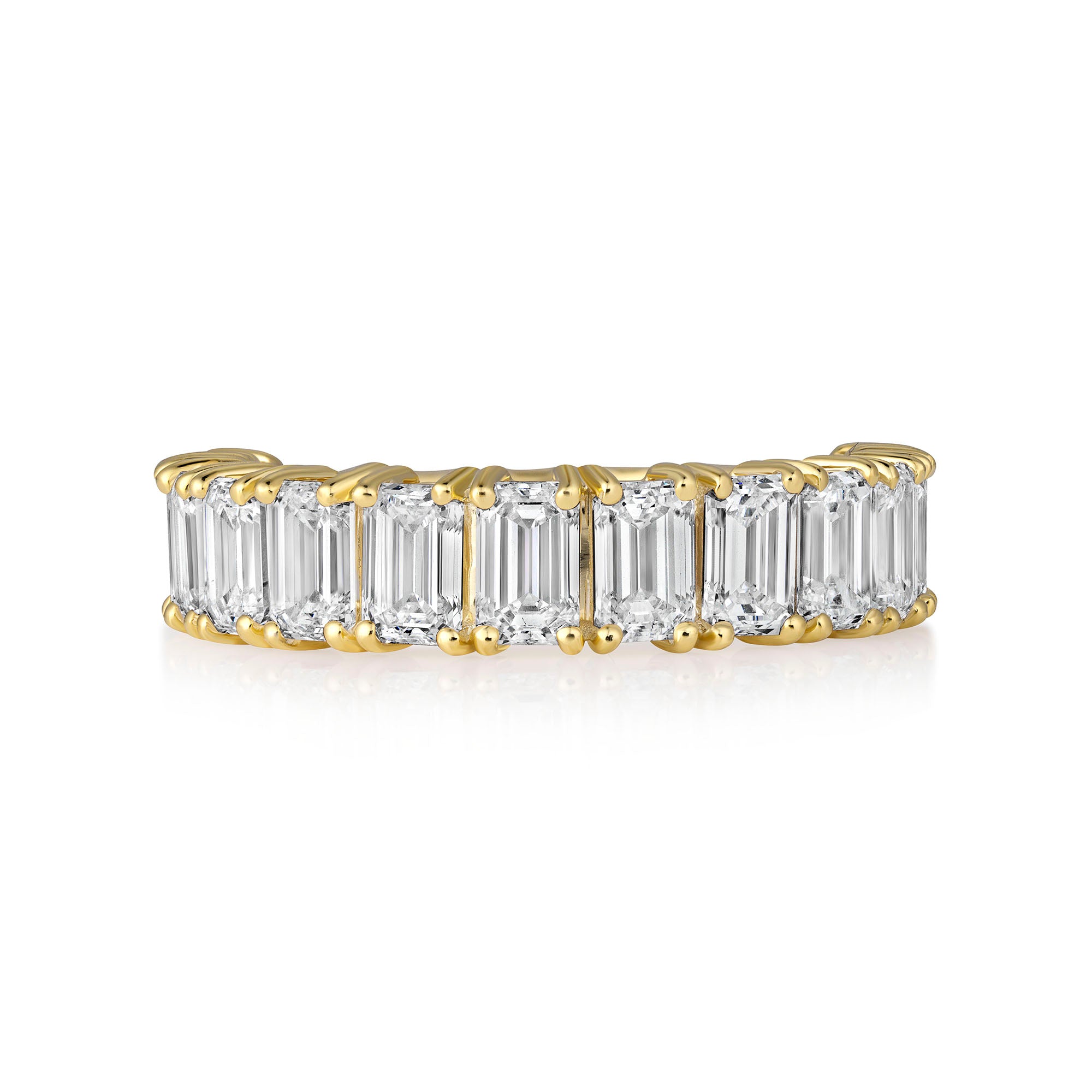 Emerald Cut Diamond Yellow Gold Half Eternity Band