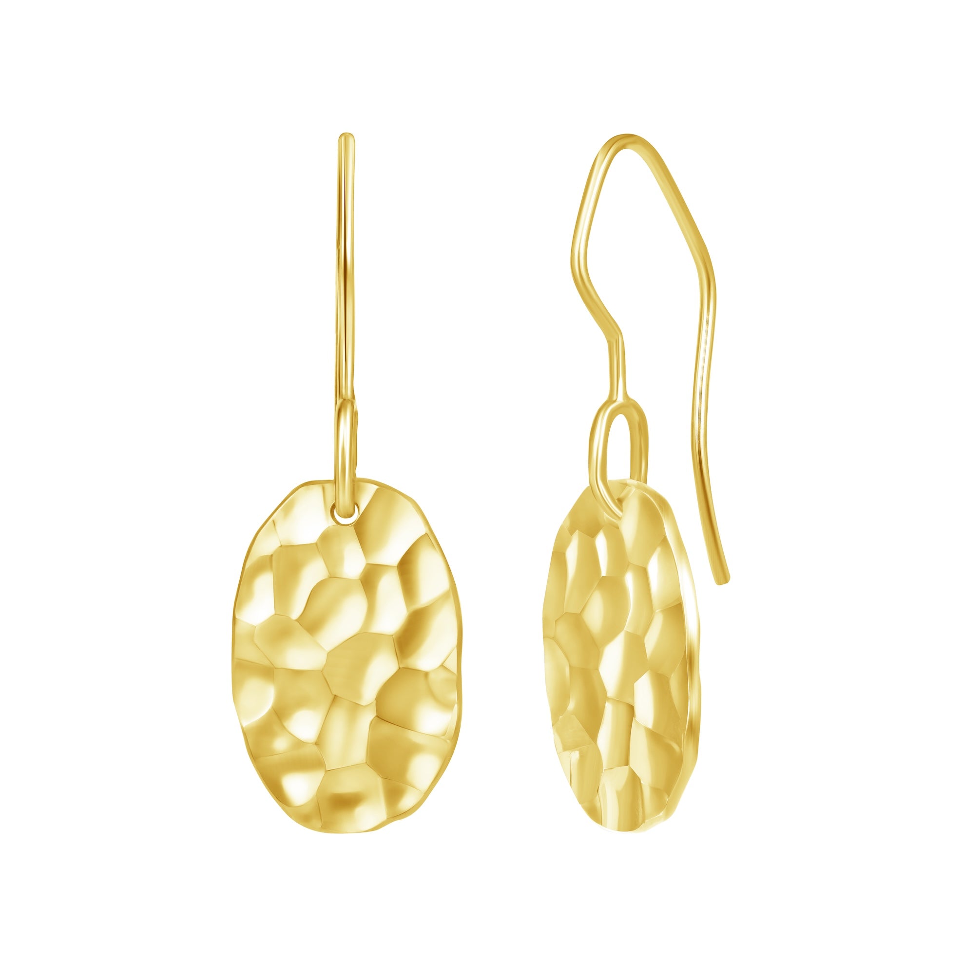 Hammered Gold Drop Earrings in 18K Yellow Gold