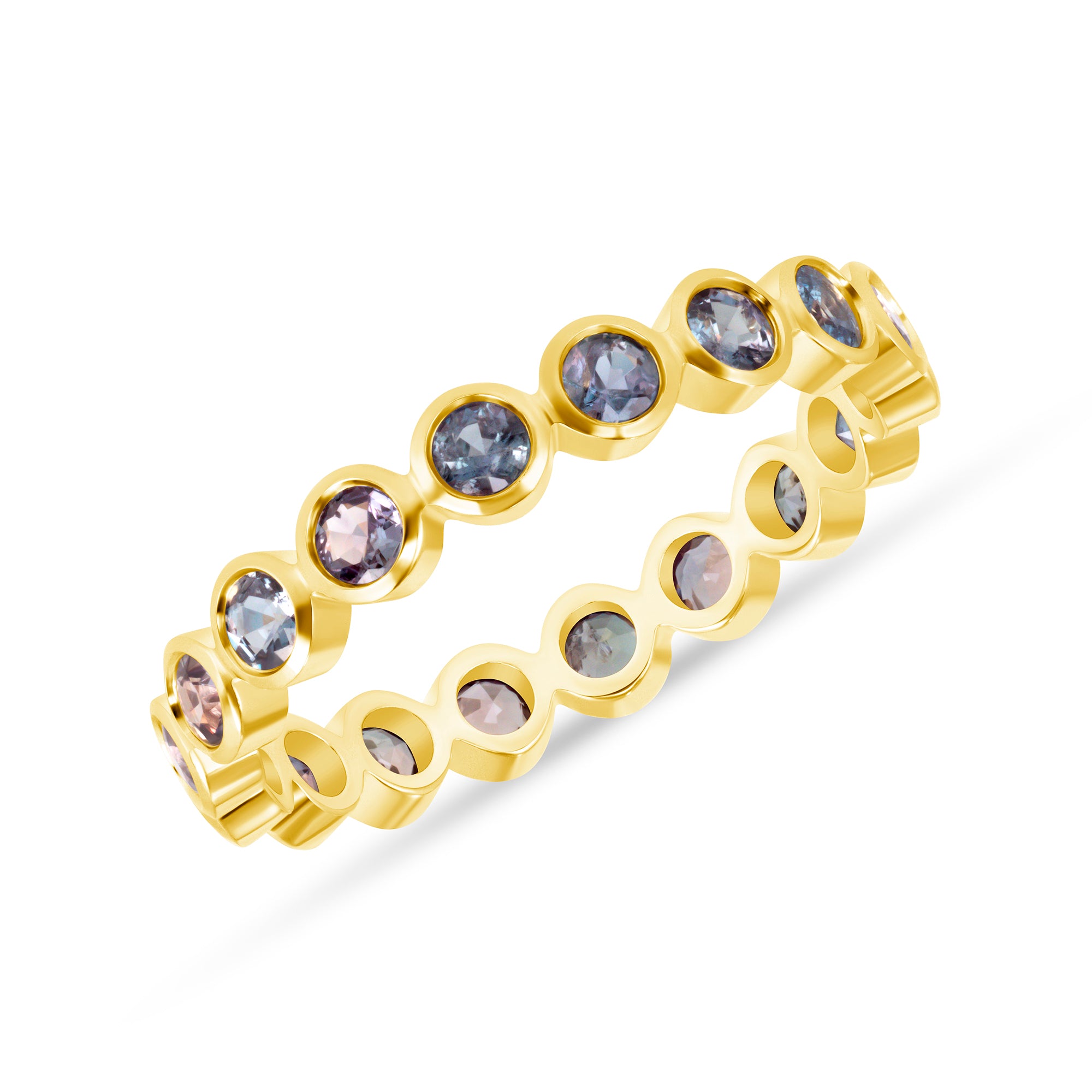 Bezel Set Sapphire Eternity Band in 18K Yellow Gold