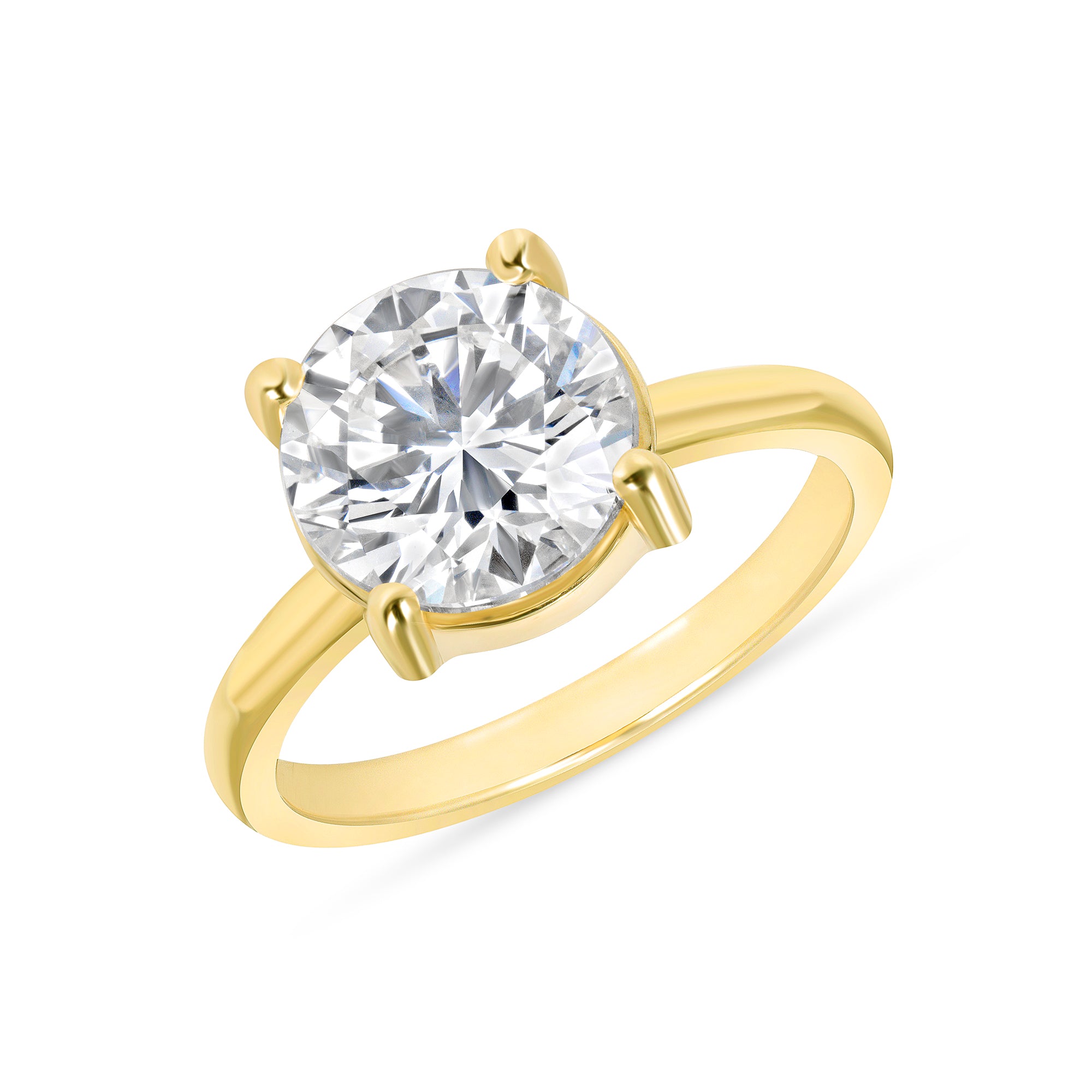 Round Brilliant Cut Diamond Solitaire Engagement Ring in 18K Yellow Gold