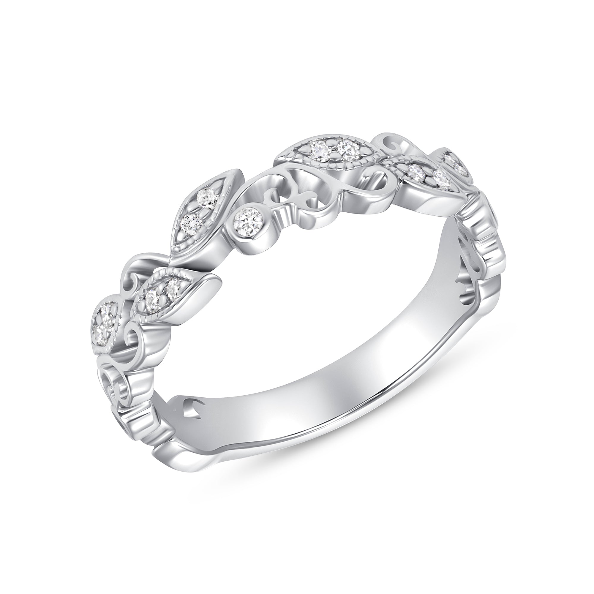 Marquise and Round Diamond Half-Eternity Band in Platinum