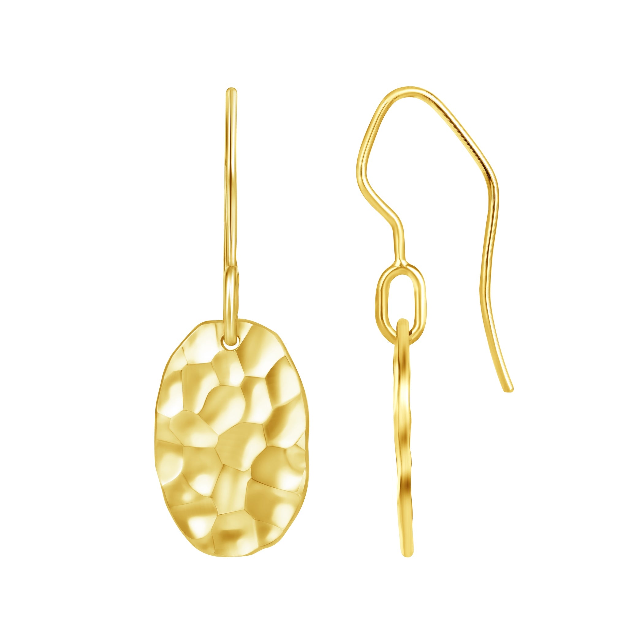 Hammered Gold Drop Earrings in 18K Yellow Gold