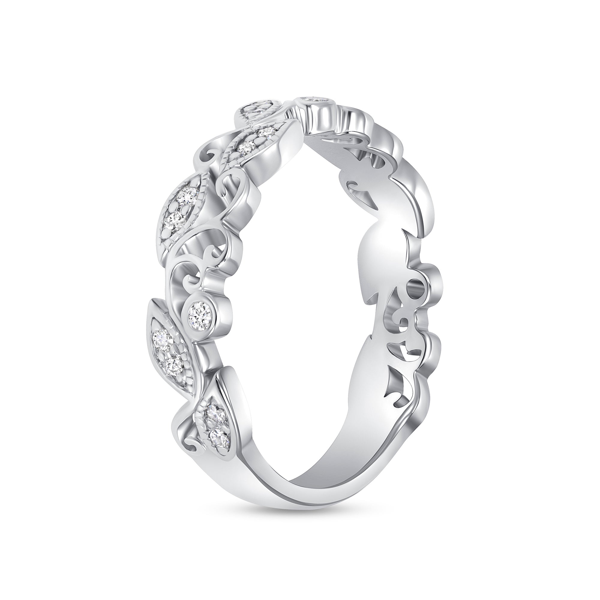 Marquise and Round Diamond Half-Eternity Band in Platinum