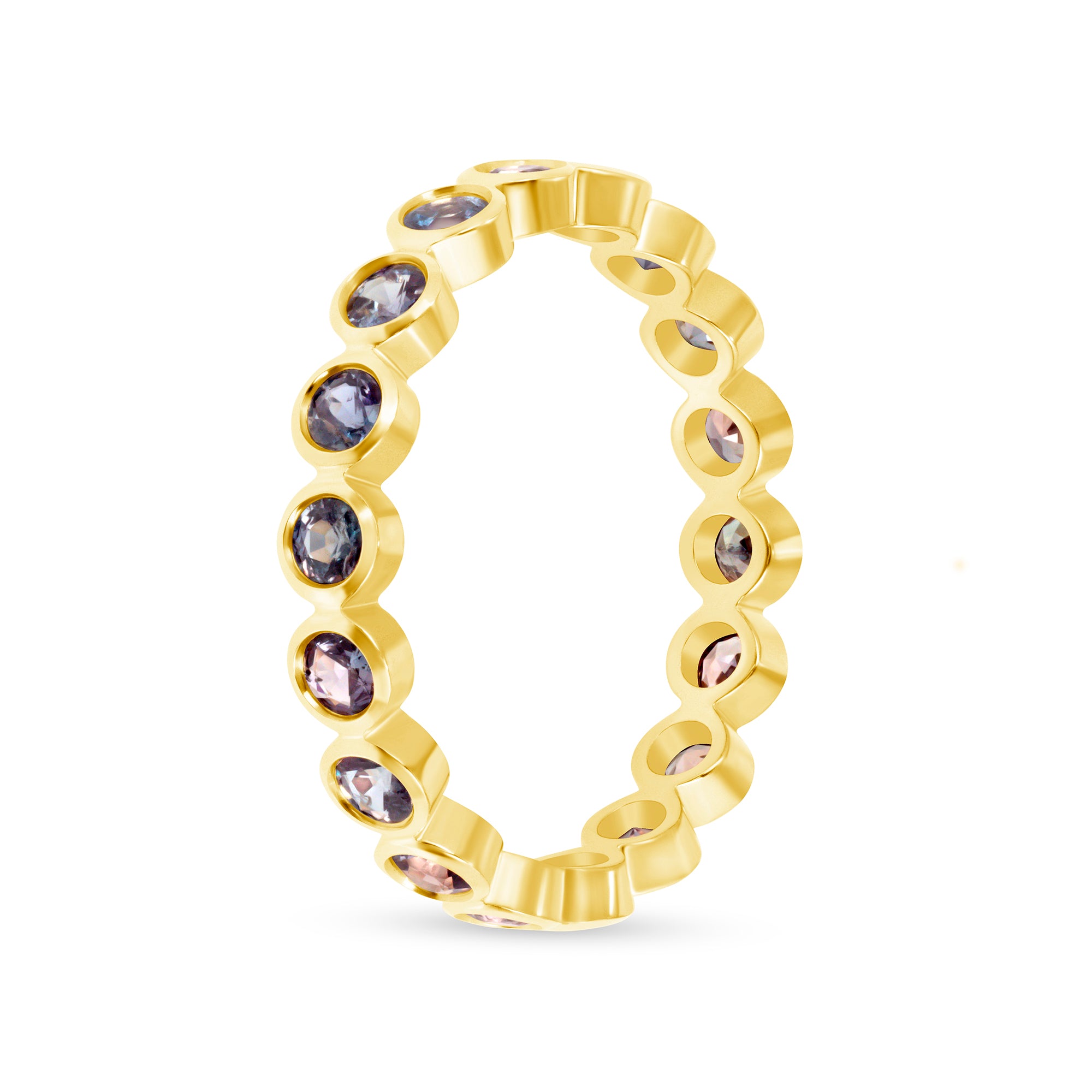 Bezel Set Sapphire Eternity Band in 18K Yellow Gold