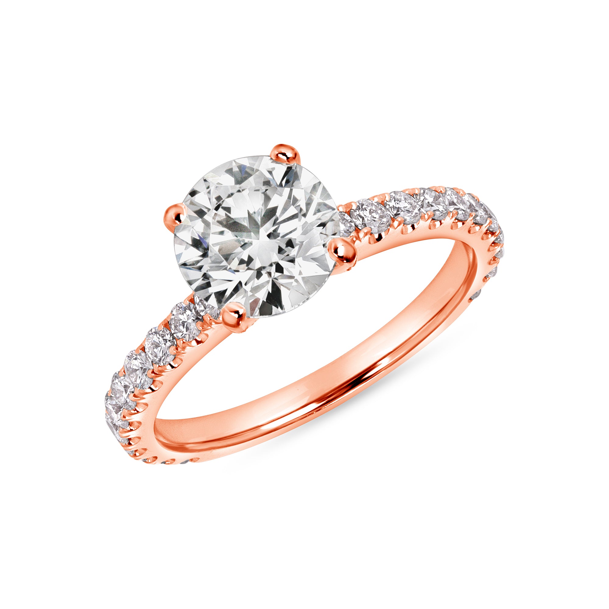 Round Cut Diamond Engagement Ring With U Prong Setting In 18 Karat Rose Gold