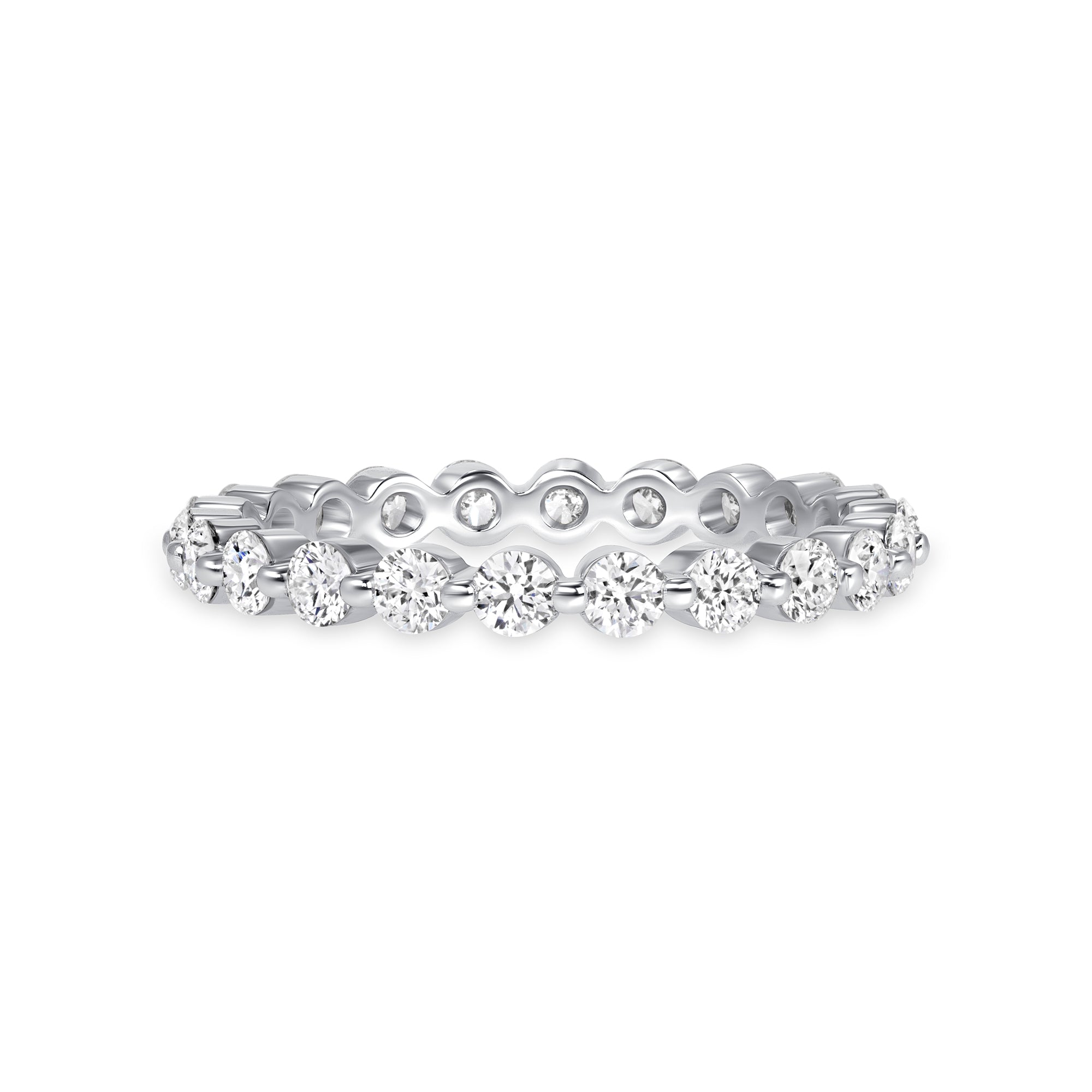 Bezel Set Round Diamond Eternity Band in 18K White Gold