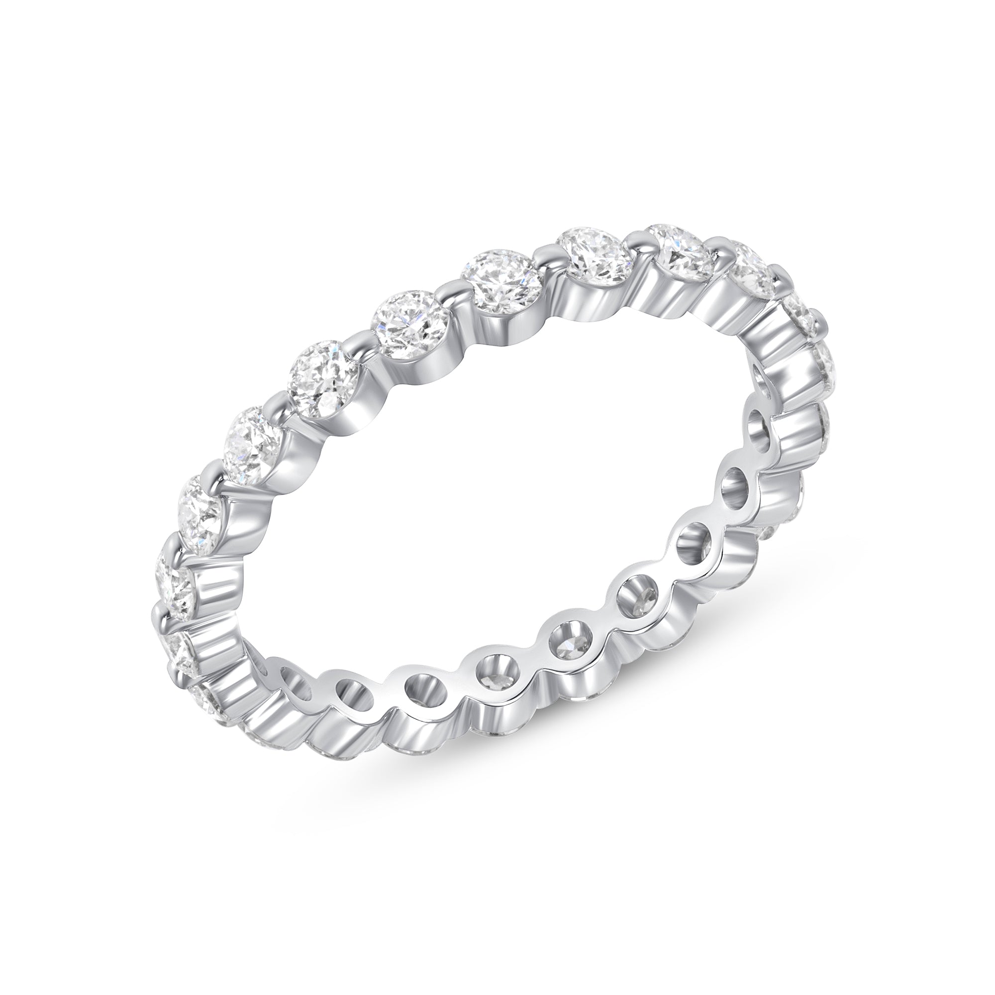 Bezel Set Round Diamond Eternity Band in 18K White Gold