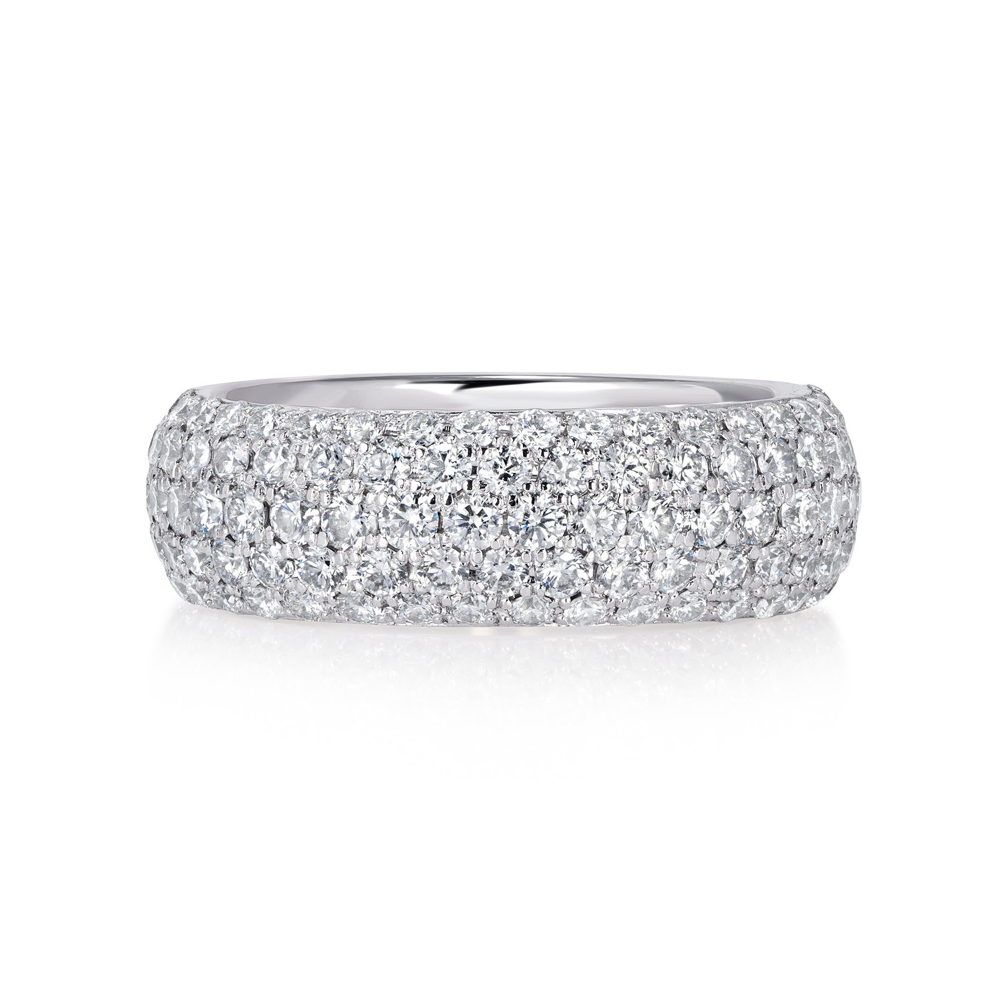 Wide Pavé Diamond Eternity Band in 18K White Gold
