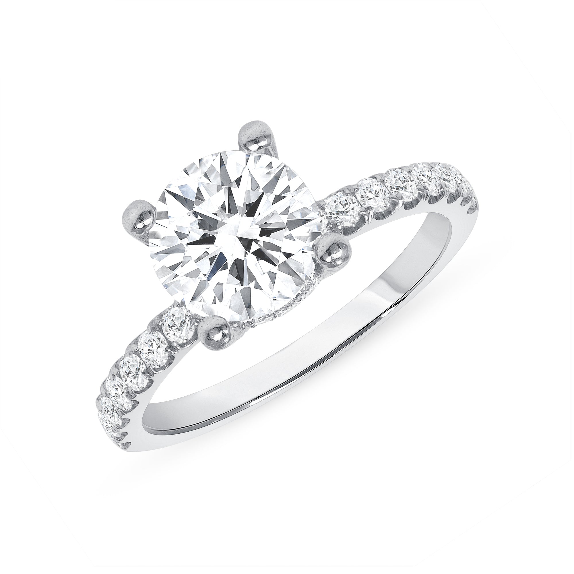 Round Brilliant Cut Diamond Engagement Ring In Platinum Ruthenium