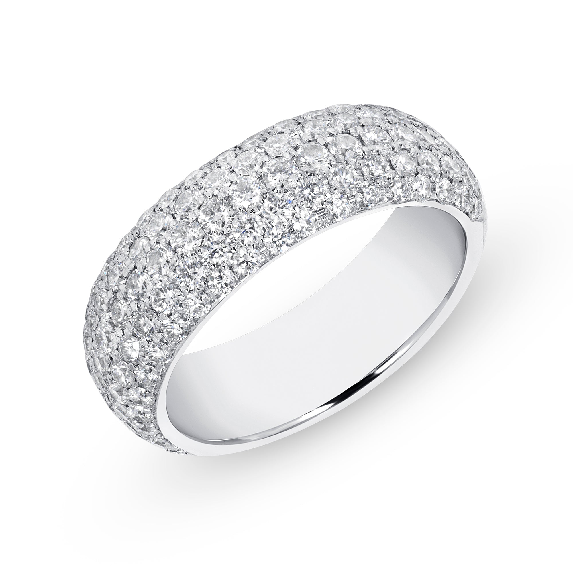 Wide Pavé Diamond Eternity Band in 18K White Gold