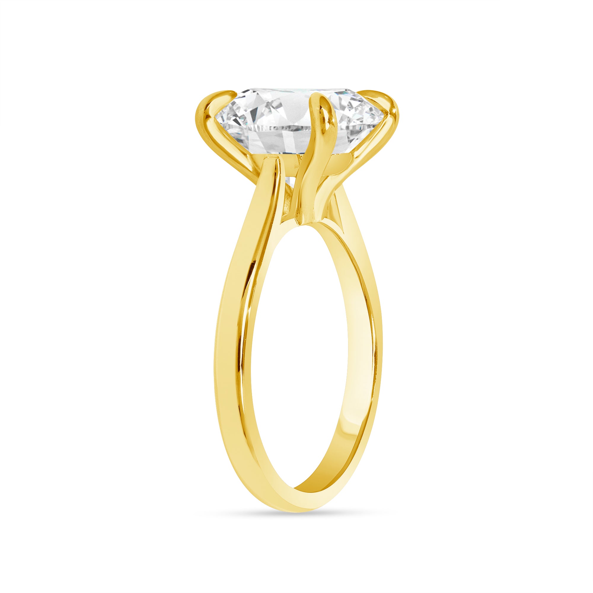 5.2ct Round Brilliant Cut Diamond Solitaire Ring in 18k Yellow Gold Band, GIA Certified