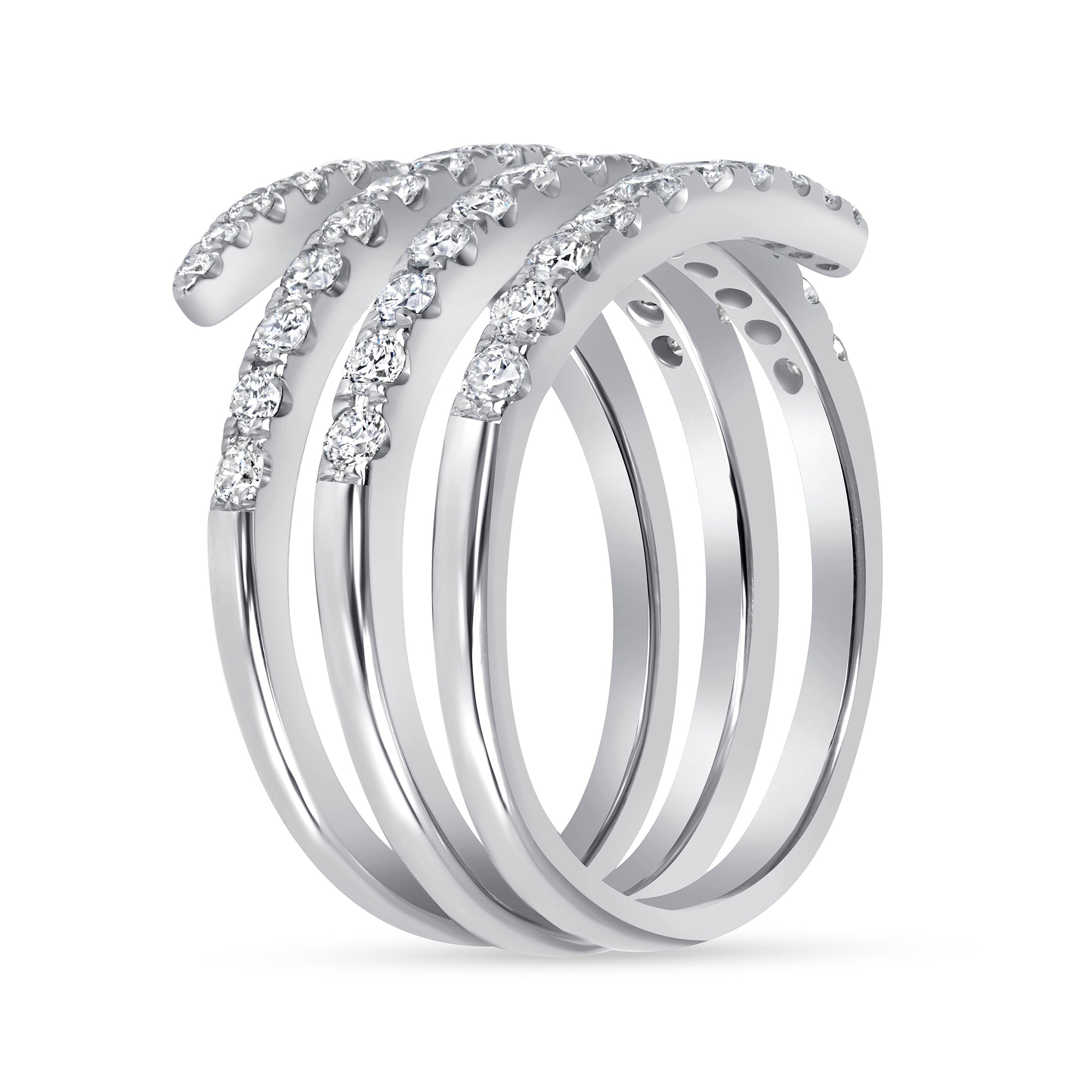 Pavé Diamond Wrap Ring in 18K White Gold